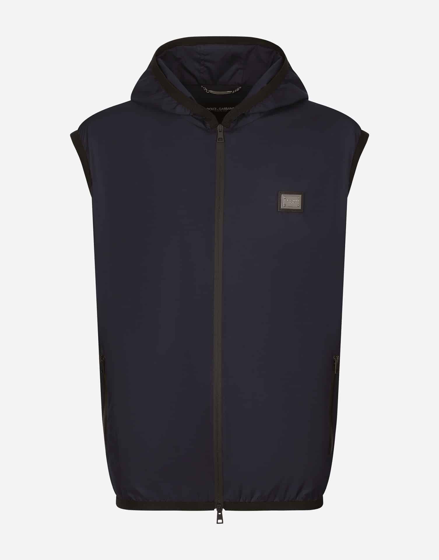 Gilet à capuche sport étiquette jersey bleu Dolce&Gabbana-influensse
