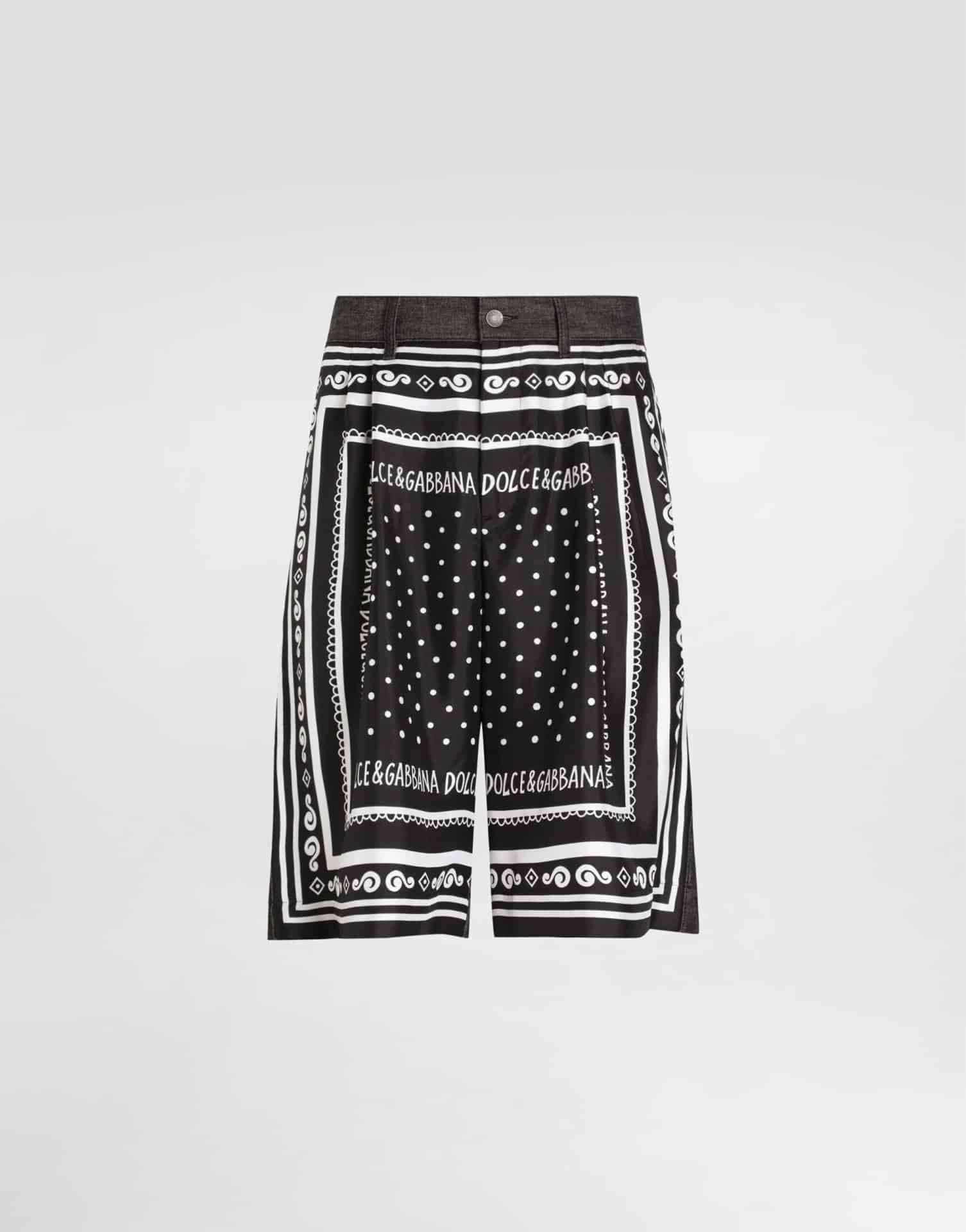 Short Bandana soie denim noir Dolce&Gabbana-influensse