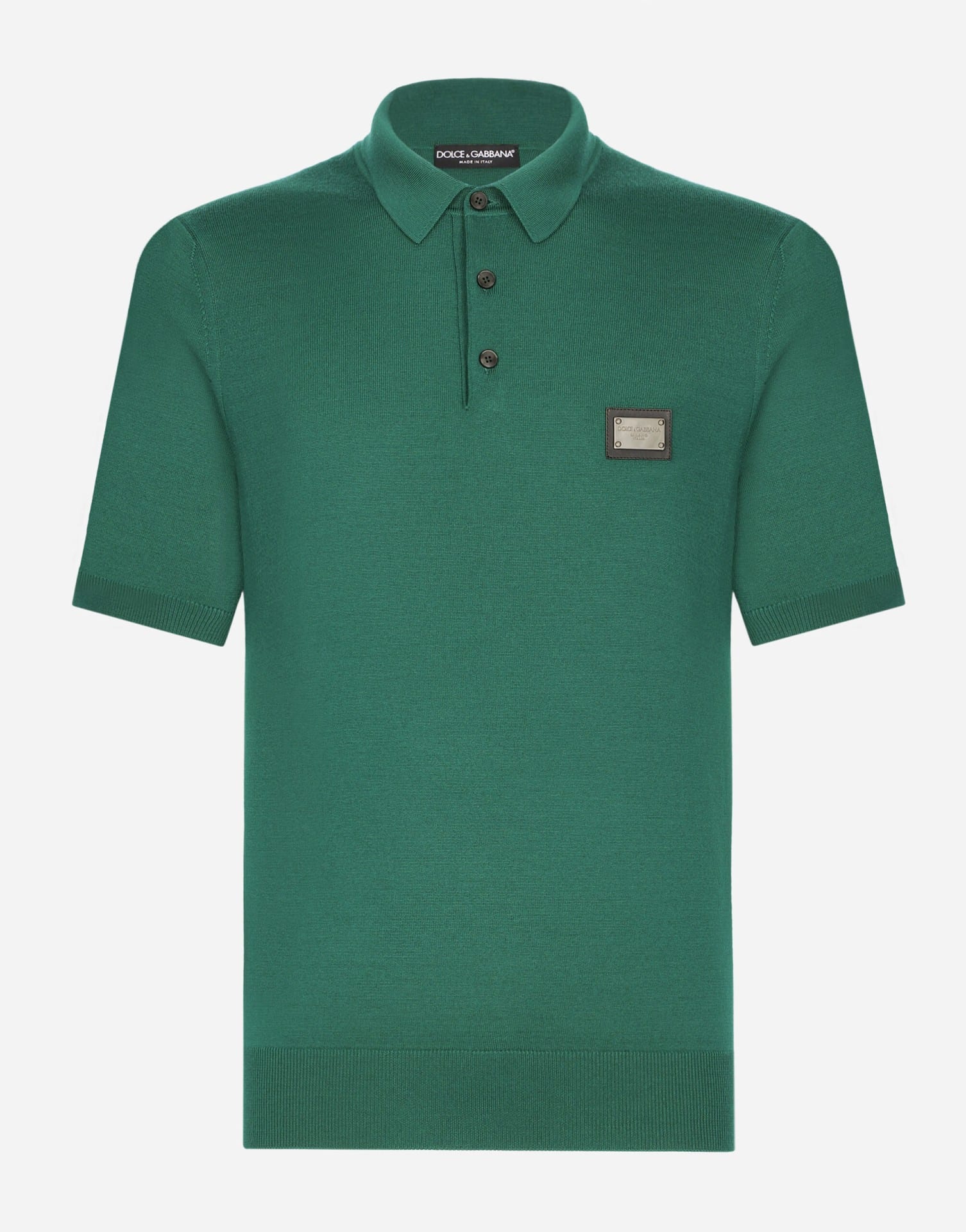 Polo logo étiquette laine vert Dolce&Gabbana-influensse