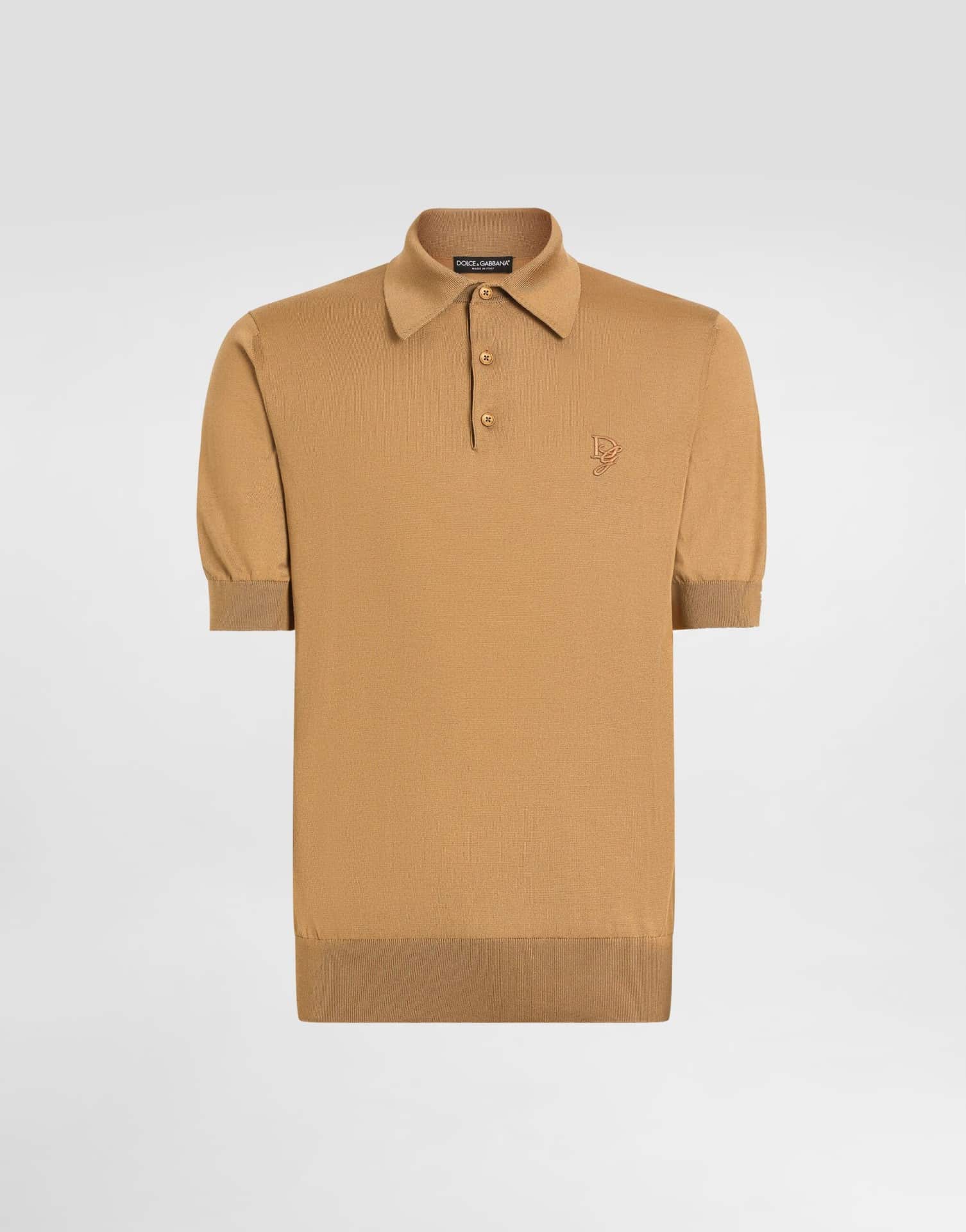 Polo MC logo DG brodé soie beige Dolce&Gabbana-influensse
