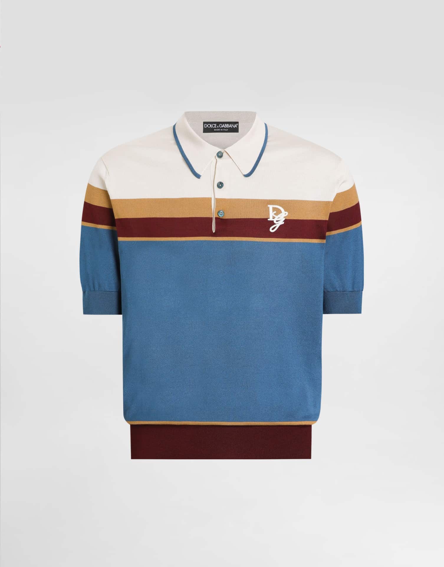 Polo MC rayures maille soie multicolore Dolce&Gabbana-influensse