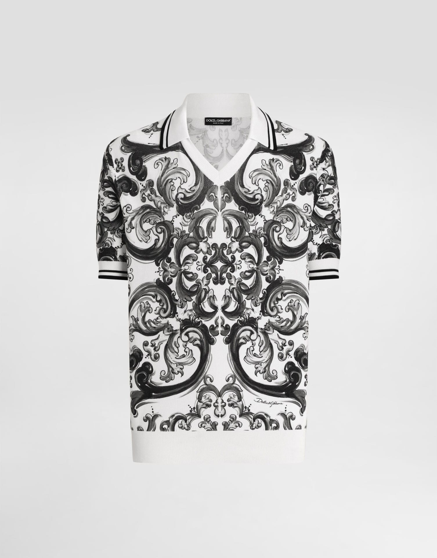 Polo piqué soie majolique multicolore Dolce&Gabbana-influensse