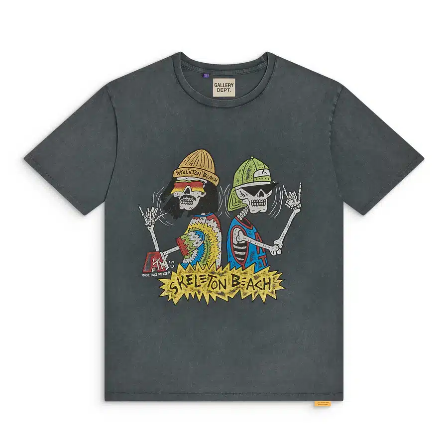 T-shirt Skeleton Beach coton noir Gallery Dept.-influensse
