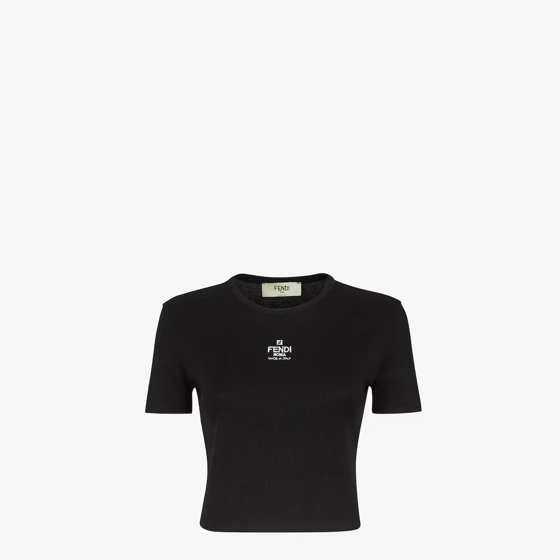 Tee-shirt court slim logo coton noir Fendi-influensse