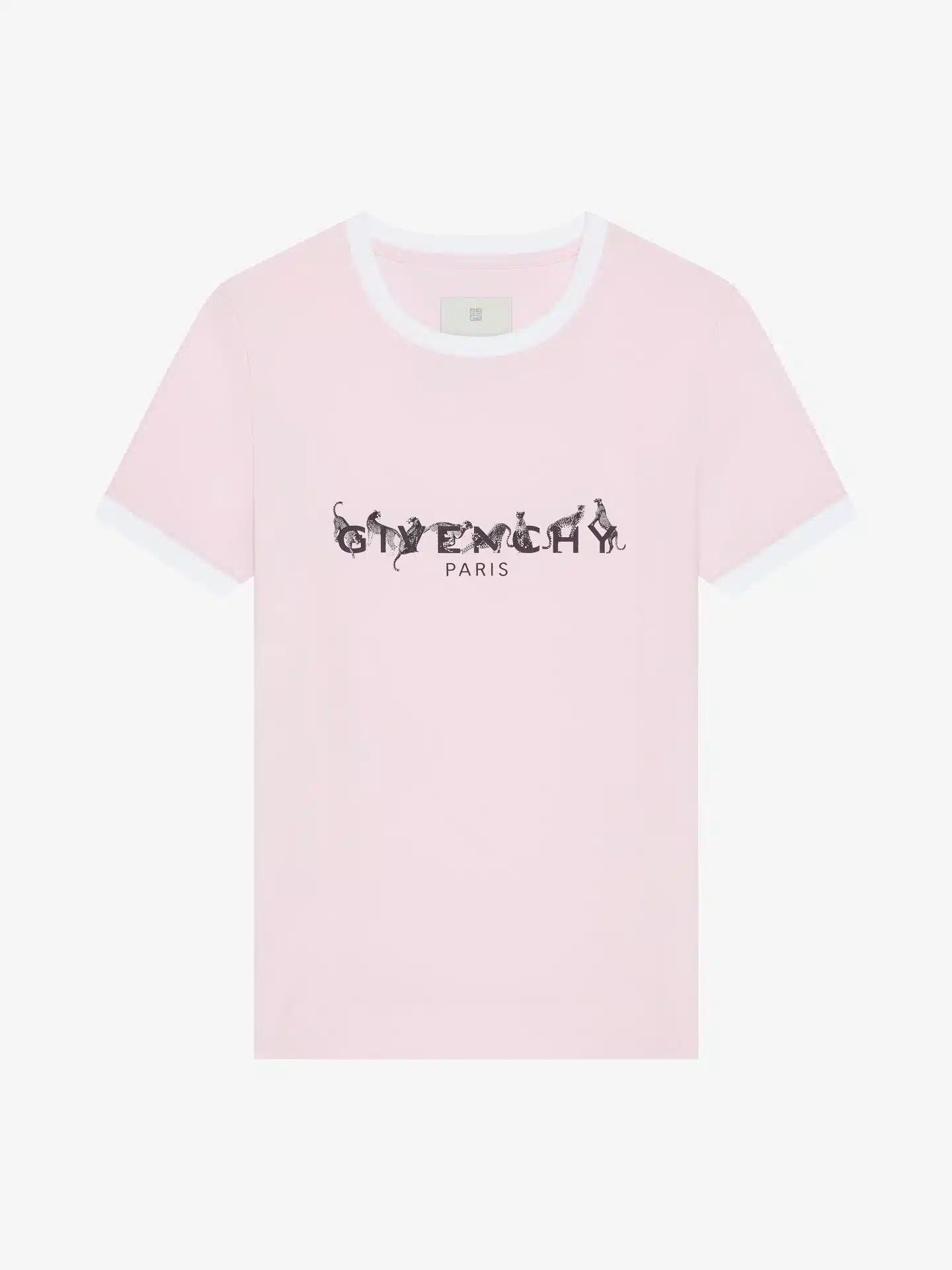 T-shirt slim imprimé léopard coton rose pâle blanc Givenchy Paris-influensse