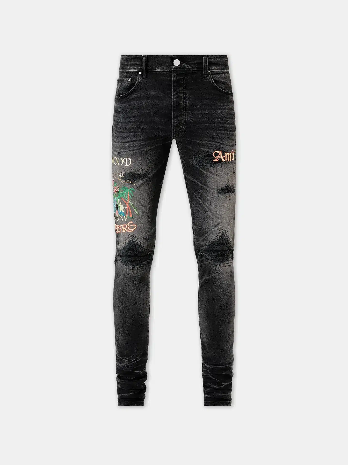 Jean skinny Sinners brodé noir délavé Amiri-influensse