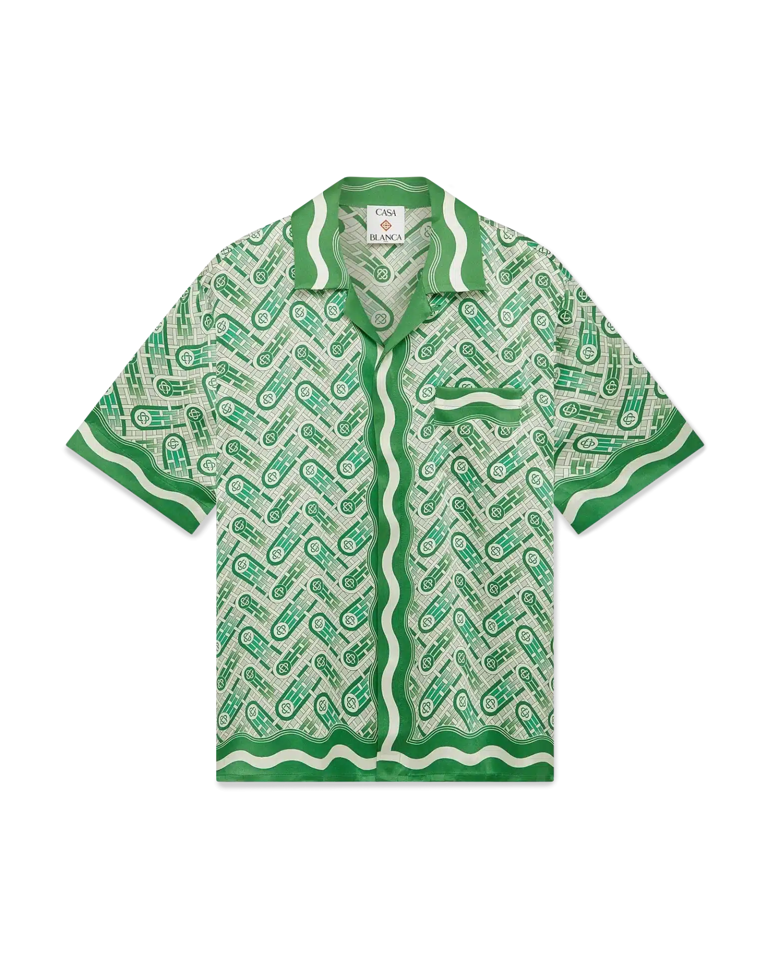 Chemise manches courtes Ping pong soie vert Casablanca-influensse