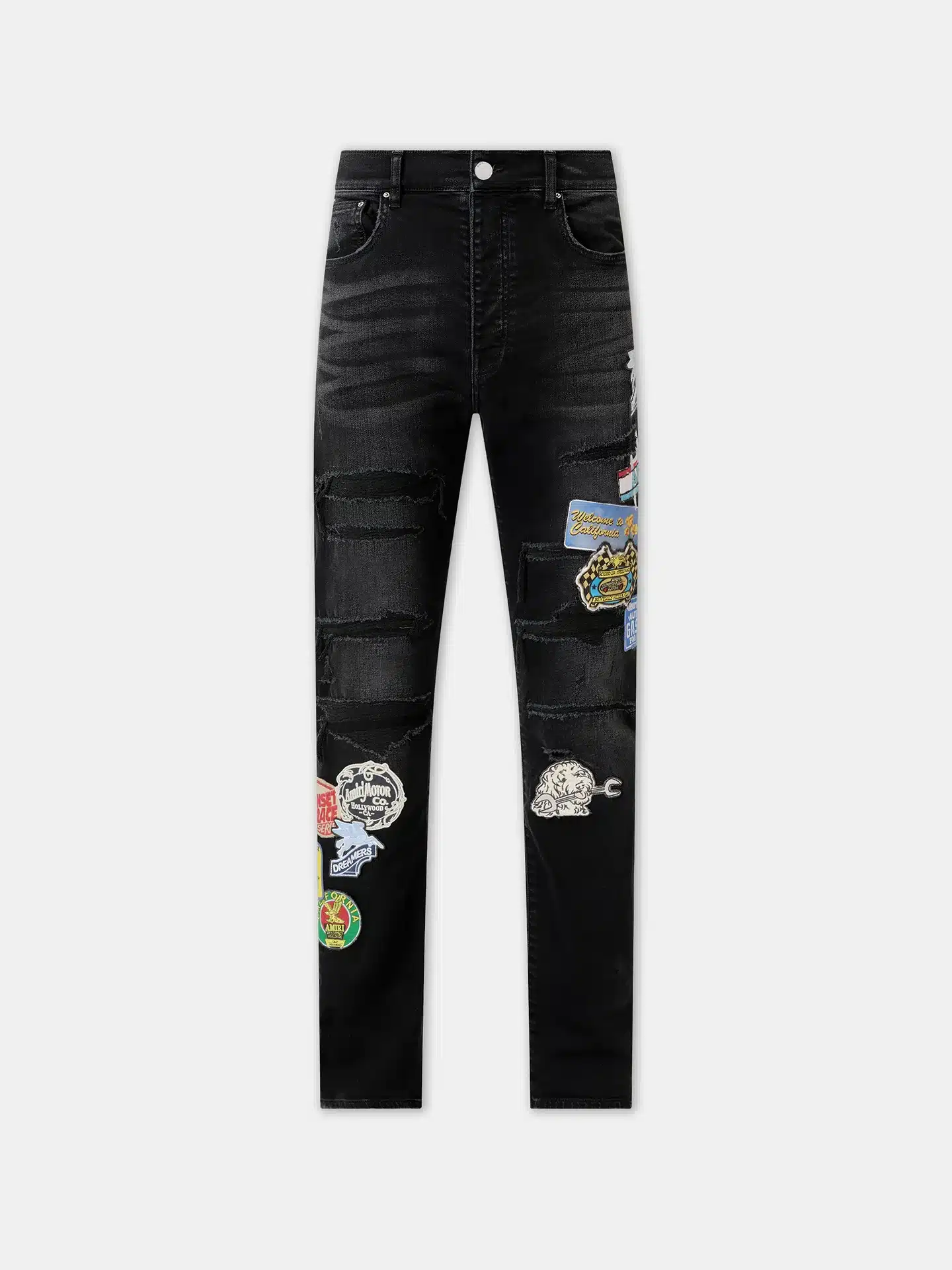 Jean slim Station Patch Repair noir délavé Amiri-influensse