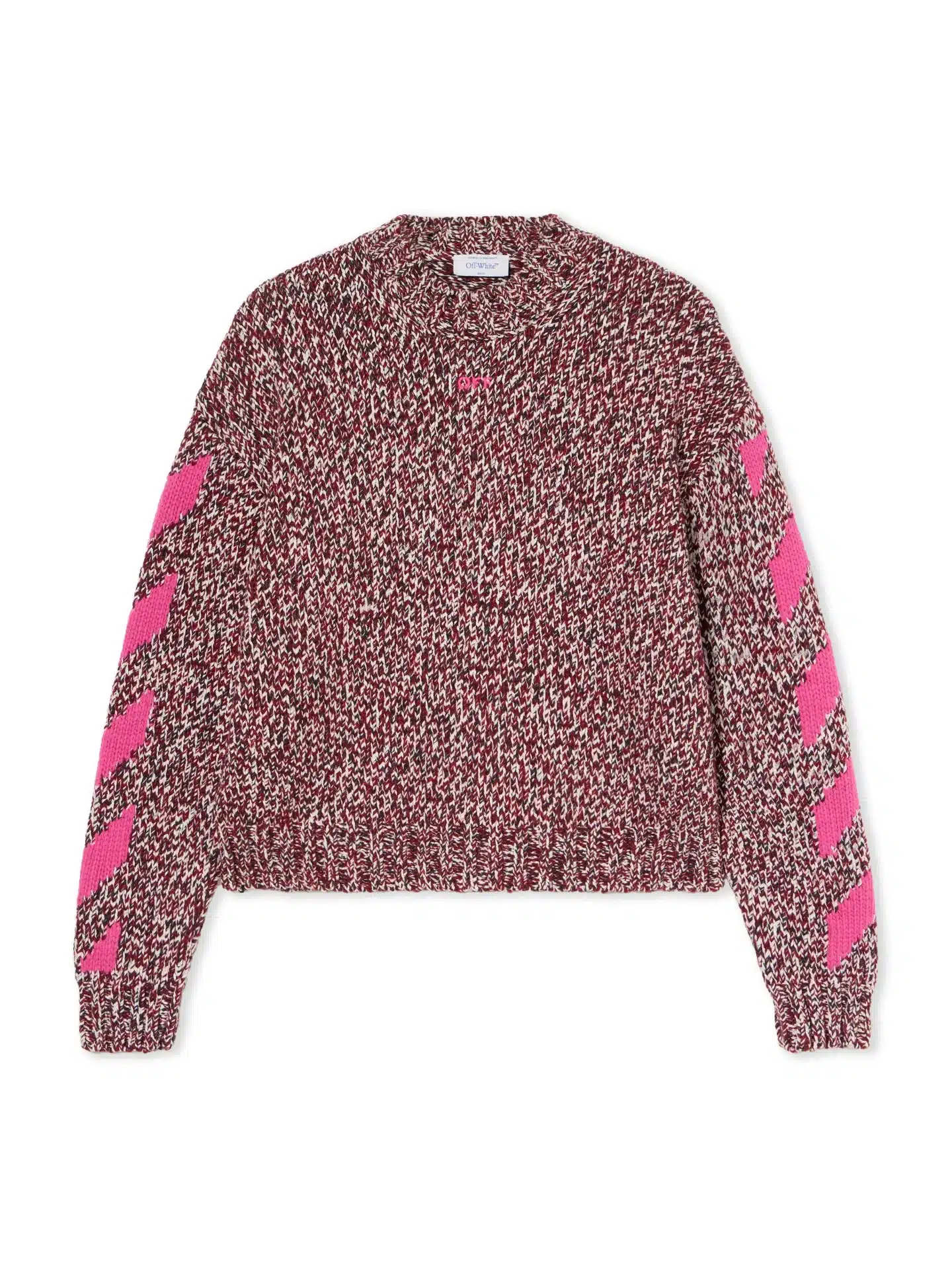 Pull Mouline Arrow tricot Dahlia rouge fuchsia Off-White-influensse