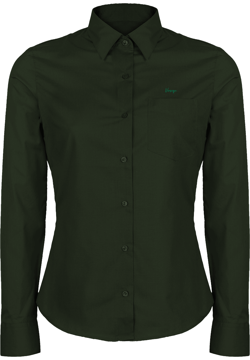 Chemise Femme ML logo Signature vert forêt Vinseye-plexus