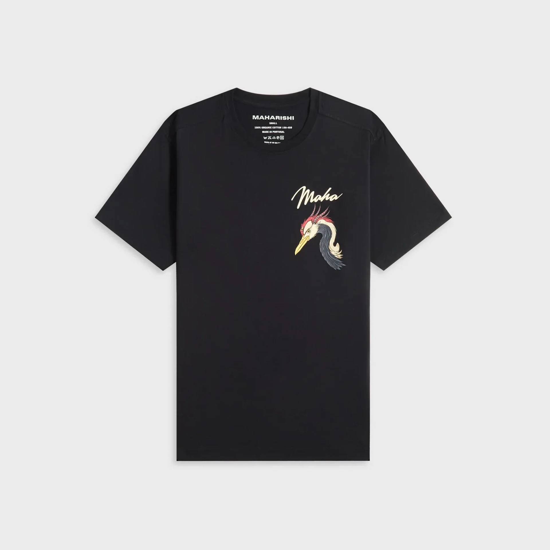 Tee Année de la grue coton noir Maharishi-influensse