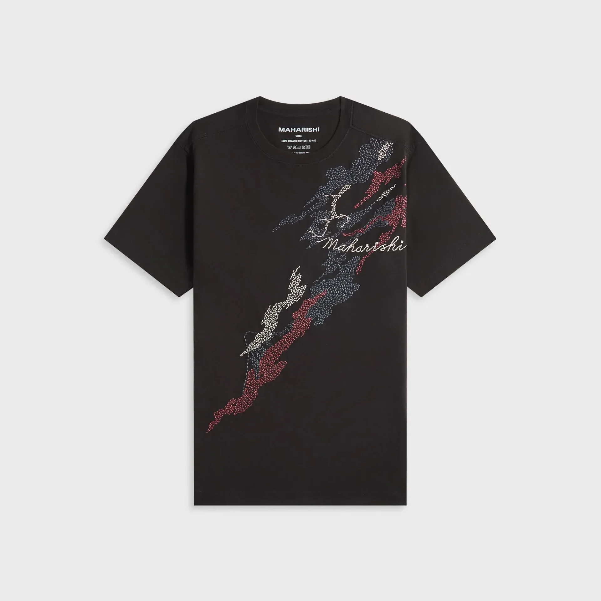 Tee manches courtes Bonsaï Sashiko noir Maharishi-influensse