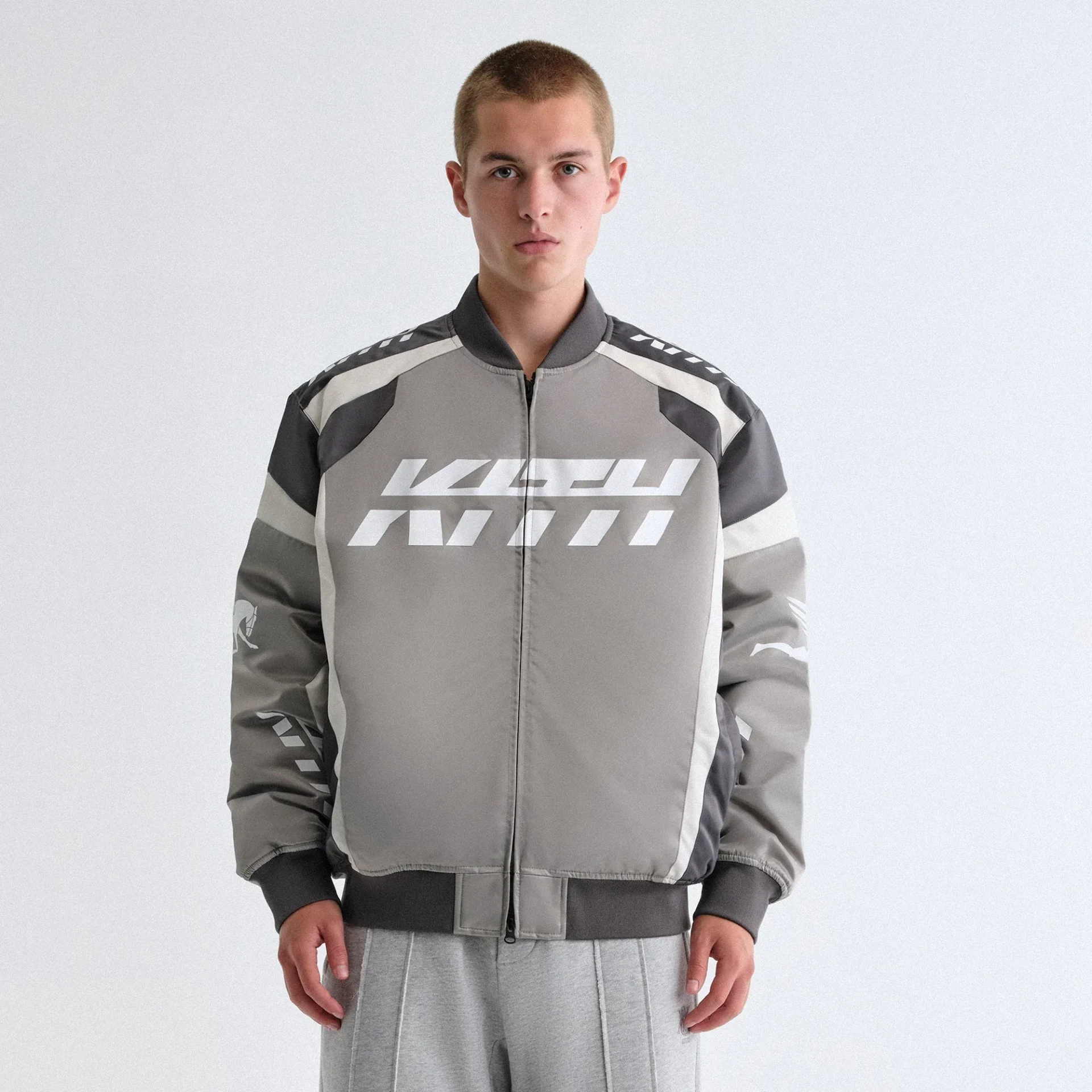 Blouson aviateur Racing satin nylon acier Kith-influensse
