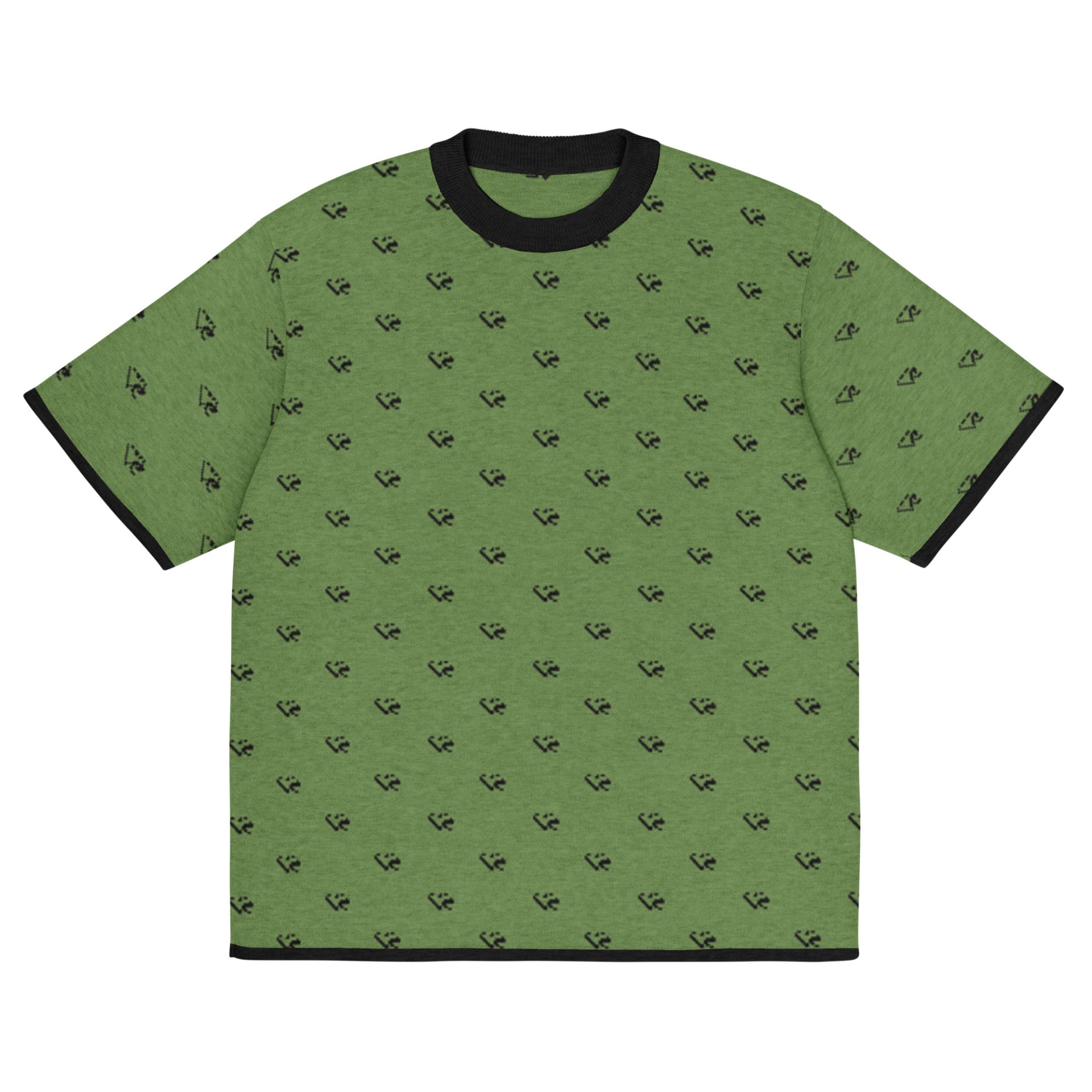T-shirt classique en maille monogram vert gazon Vinseye-influensse
