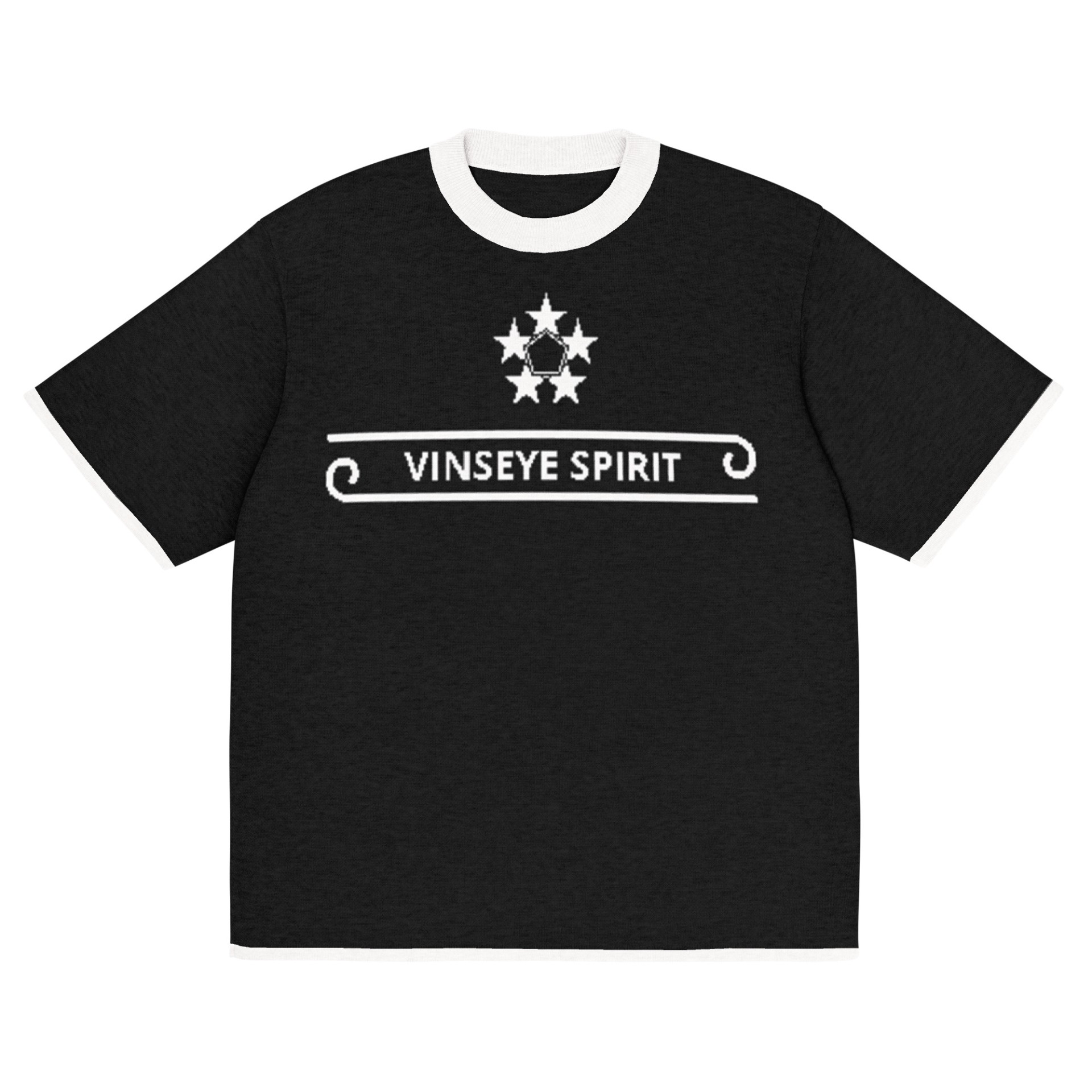 T-shirt Lady classique en maille Spirit noir blanc Vinseye-influensse