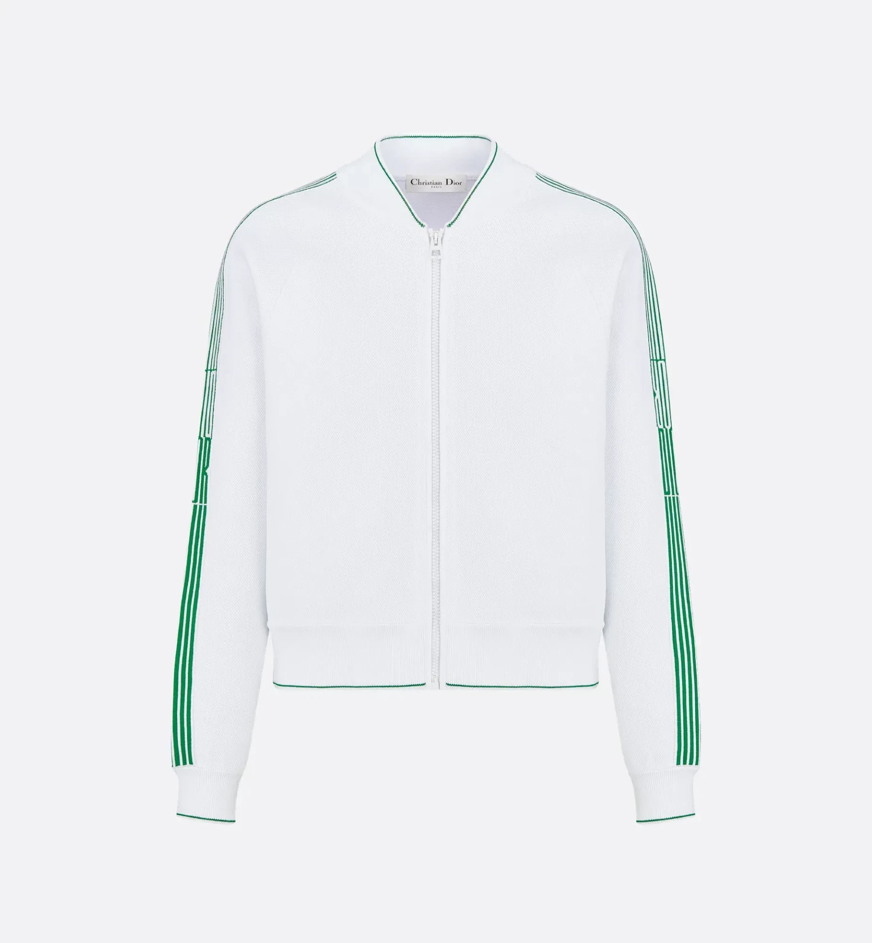 Bomber maille motif graphique blanc vert sapin Dior Vibe-influensse