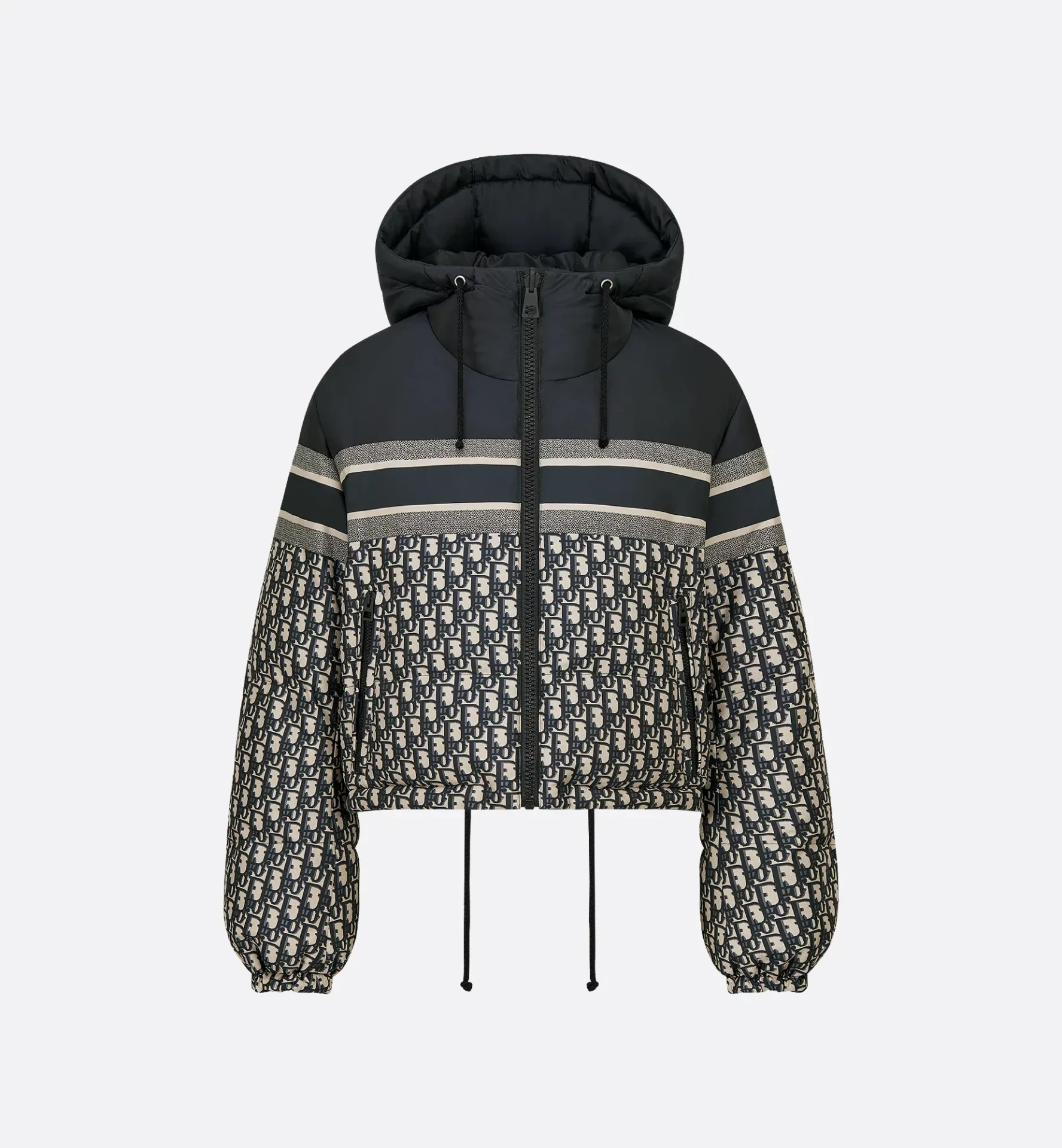 Doudoune courte à capuche réversible motif oblique bleu écru Dior-influensse