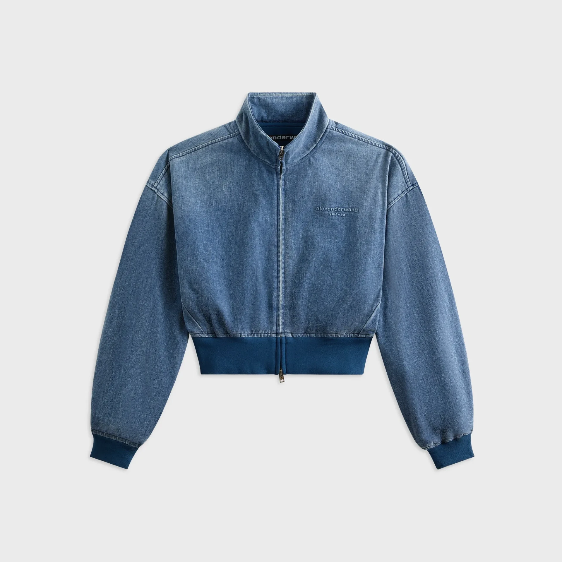 Veste col cheminée coton bleu clair délavé Alexander Wang-influensse