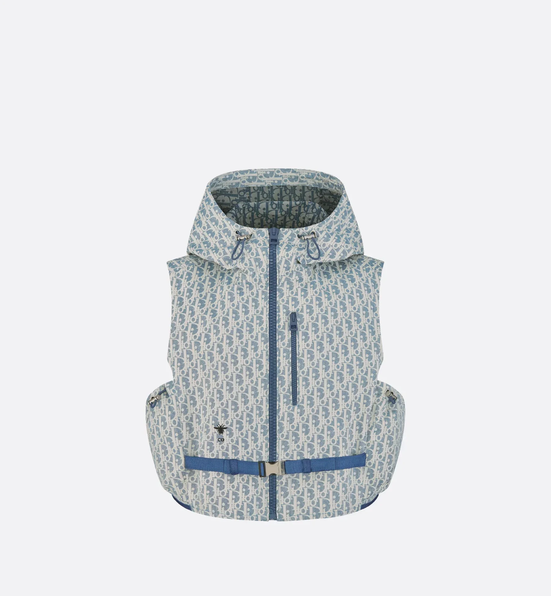 Gilet à capuche motif oblique bleu blanc Dioriviera-influensse