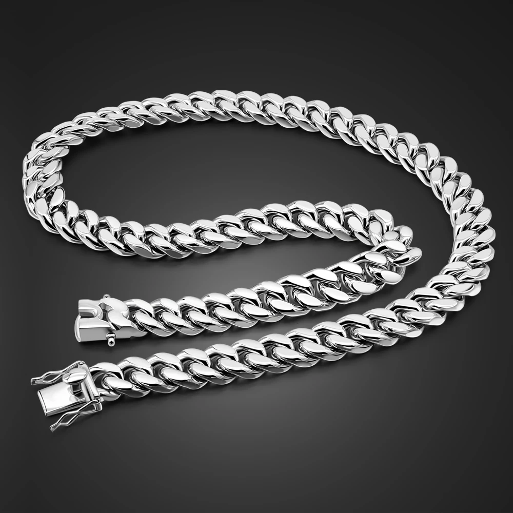 Chaîne cubain épaisse 12mm argent Sterling 925-influensse