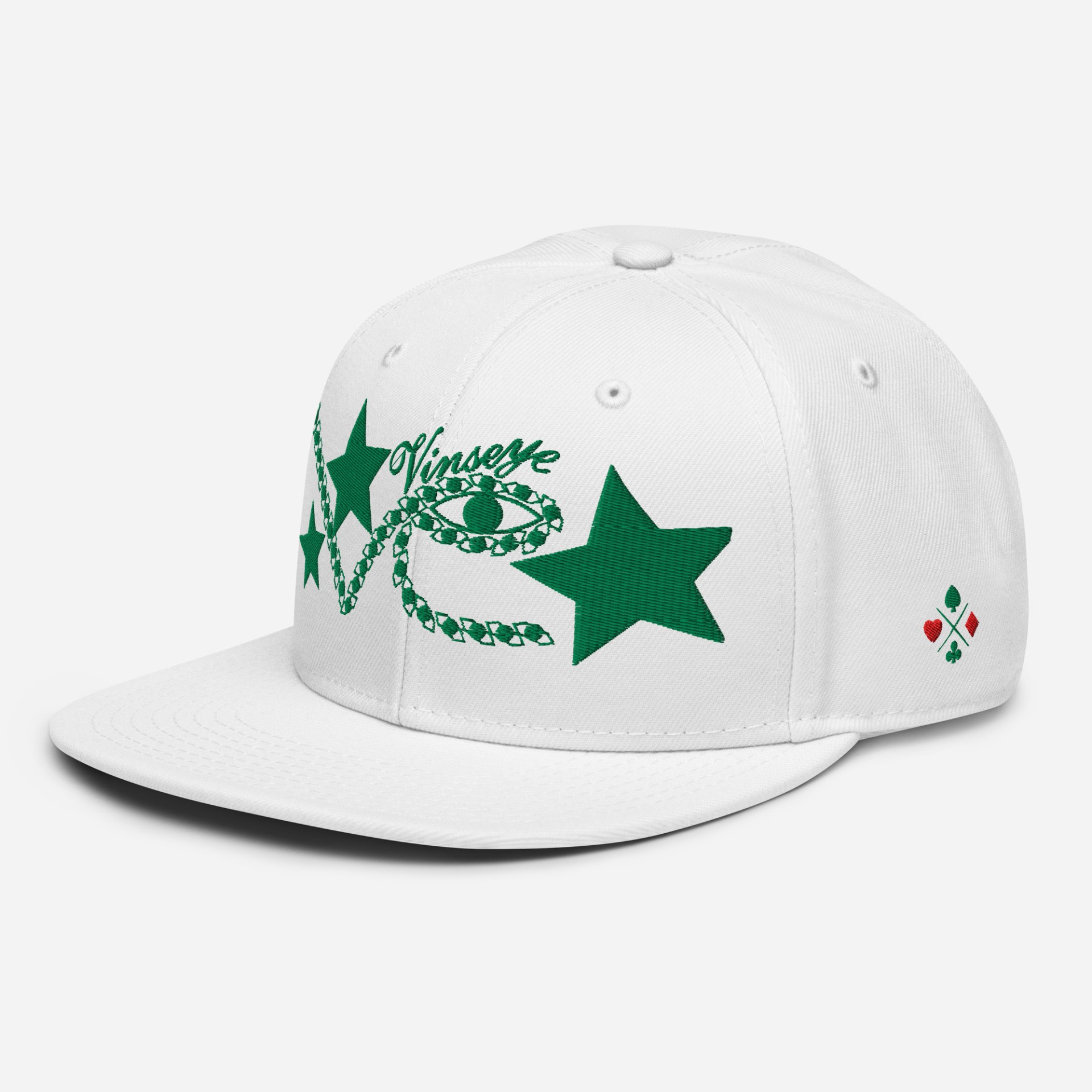 Casquette Snapback Full Eyes Star Card blanc vert Vinseye-influensse