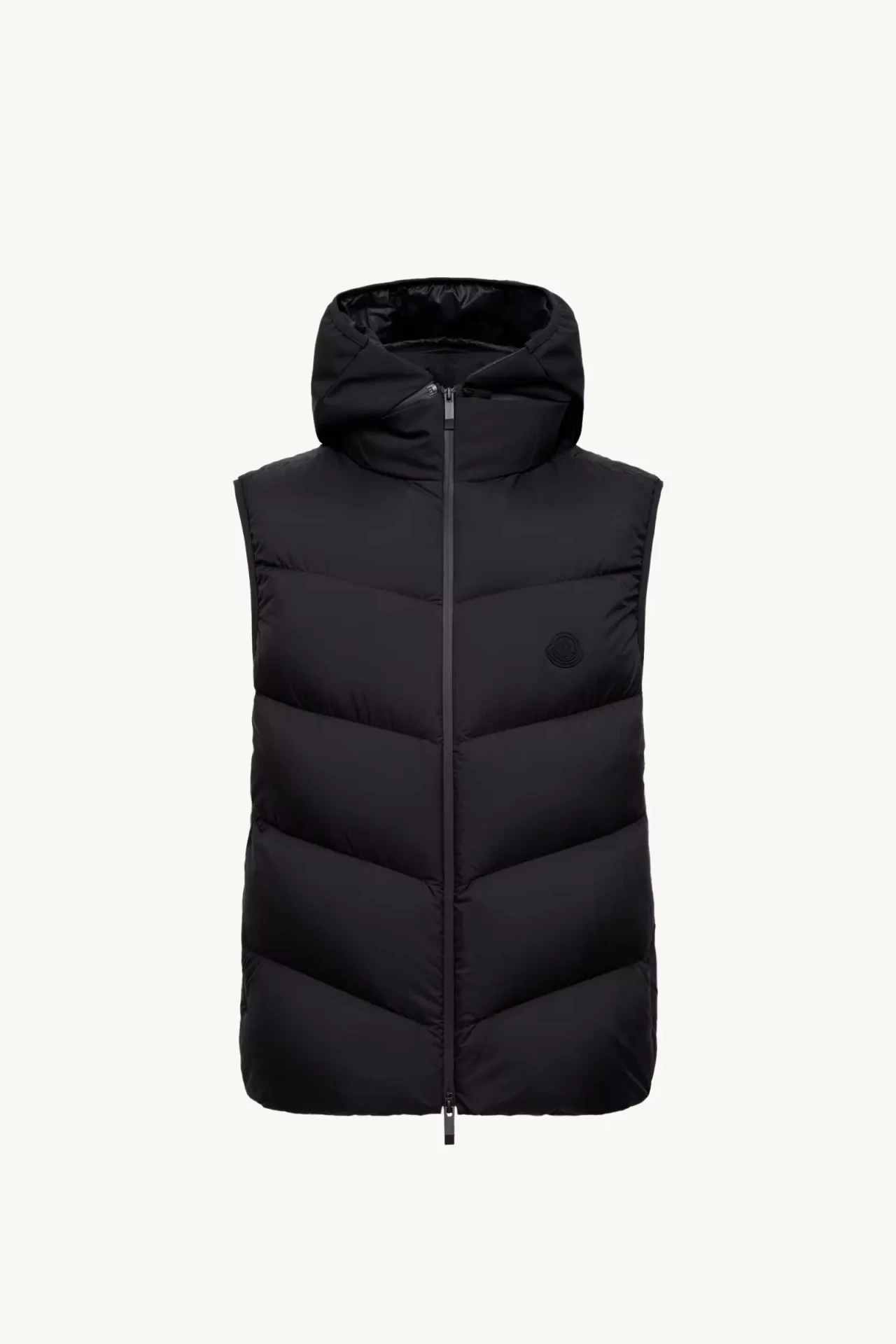 Doudoune sans manches capuche diagonal Guersac noir Moncler-influensse