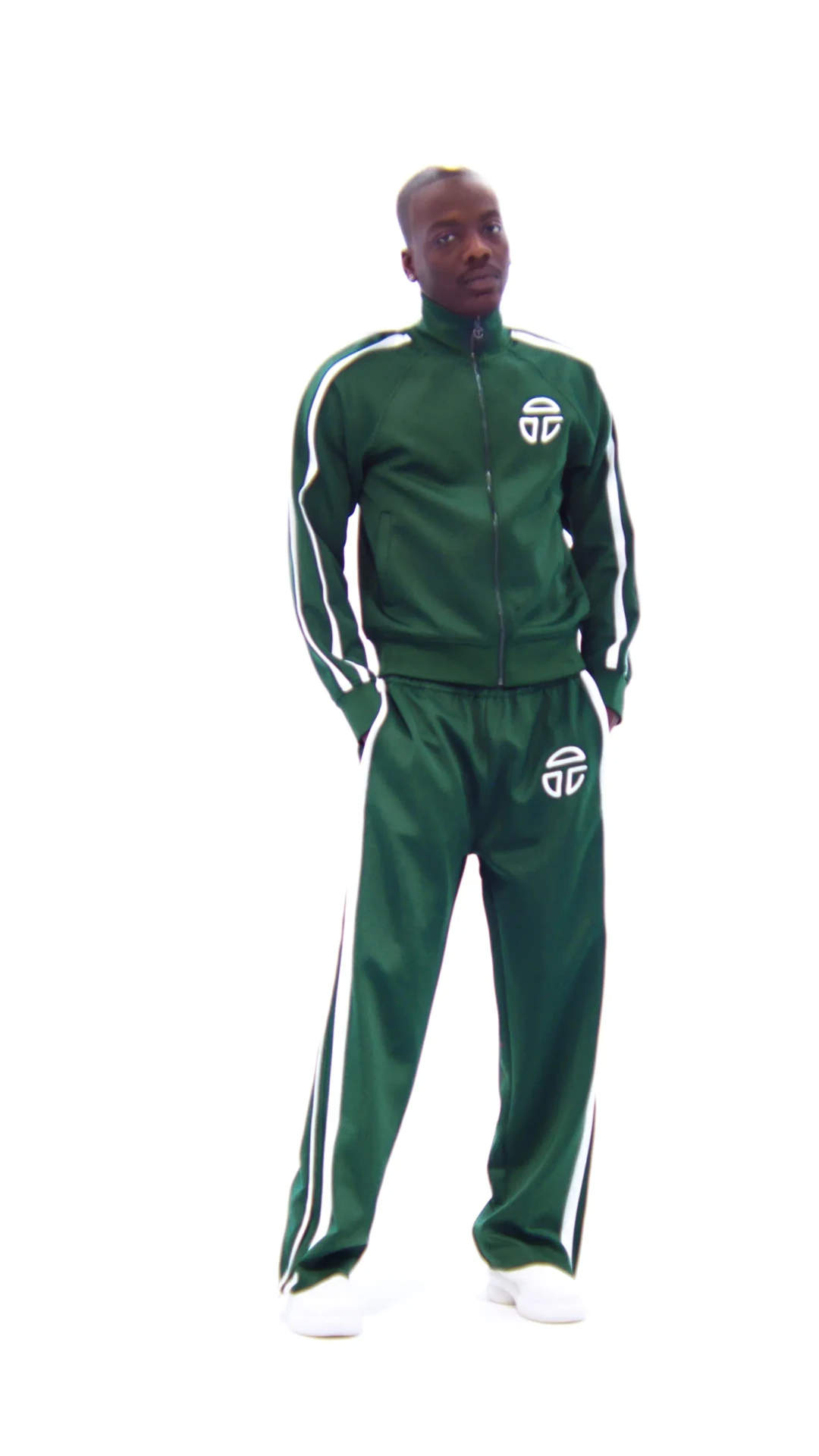 Ensemble survêtement logo rayures olive foncé Telfar-influensse