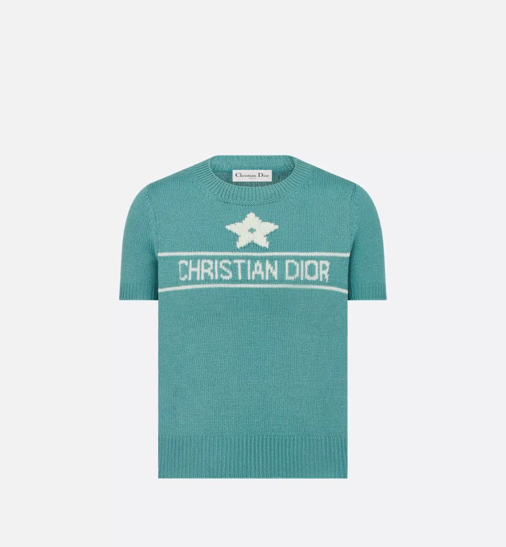 Pull manches courtes maille cachemire vert muguet Dioriviera-influensse