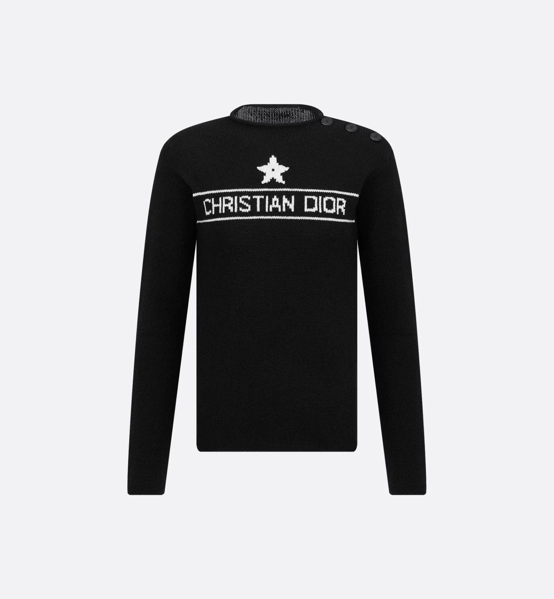 Pull maille cachemire noir Christian Dior-influensse