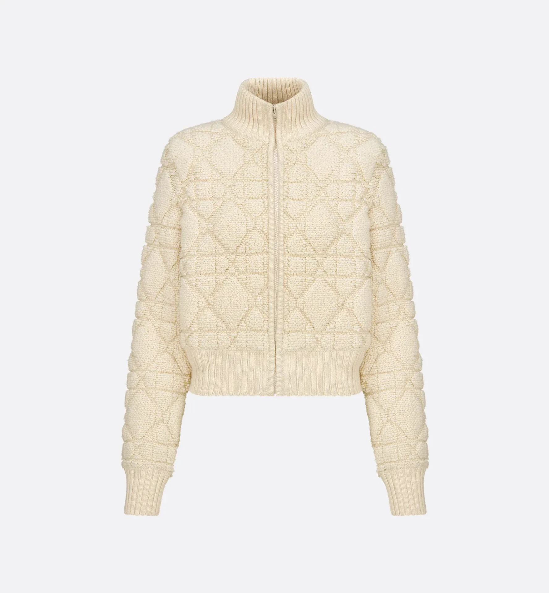 Cardigan zip macrocannage laine cachemire écrus Dior-influensse