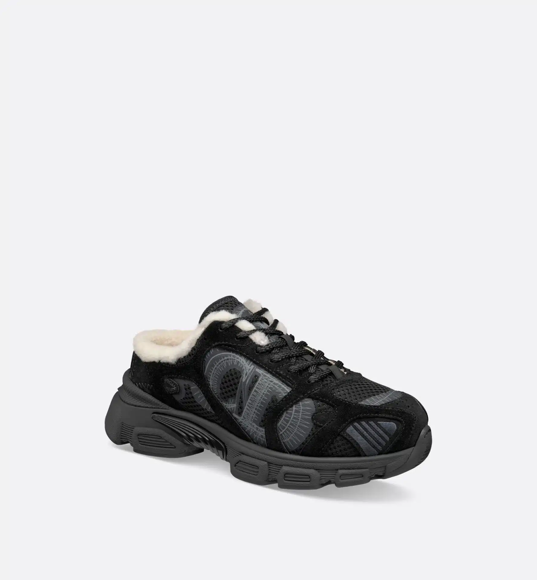 Sneaker Dior Chrono résille veau velours noir DiorAlps-influensse