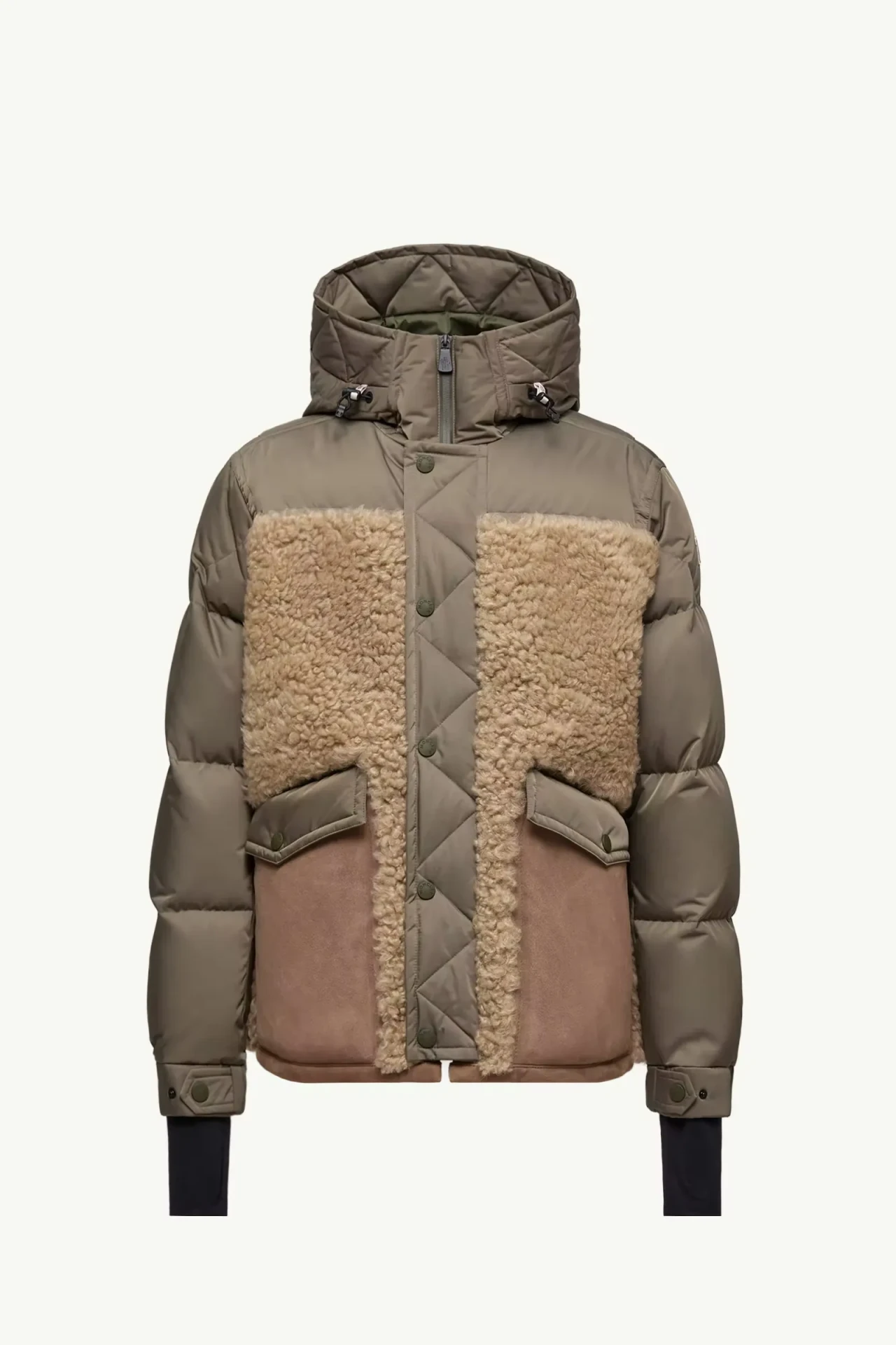 Doudoune courte capuche Shearling Grifford vert olive Moncler-influensse