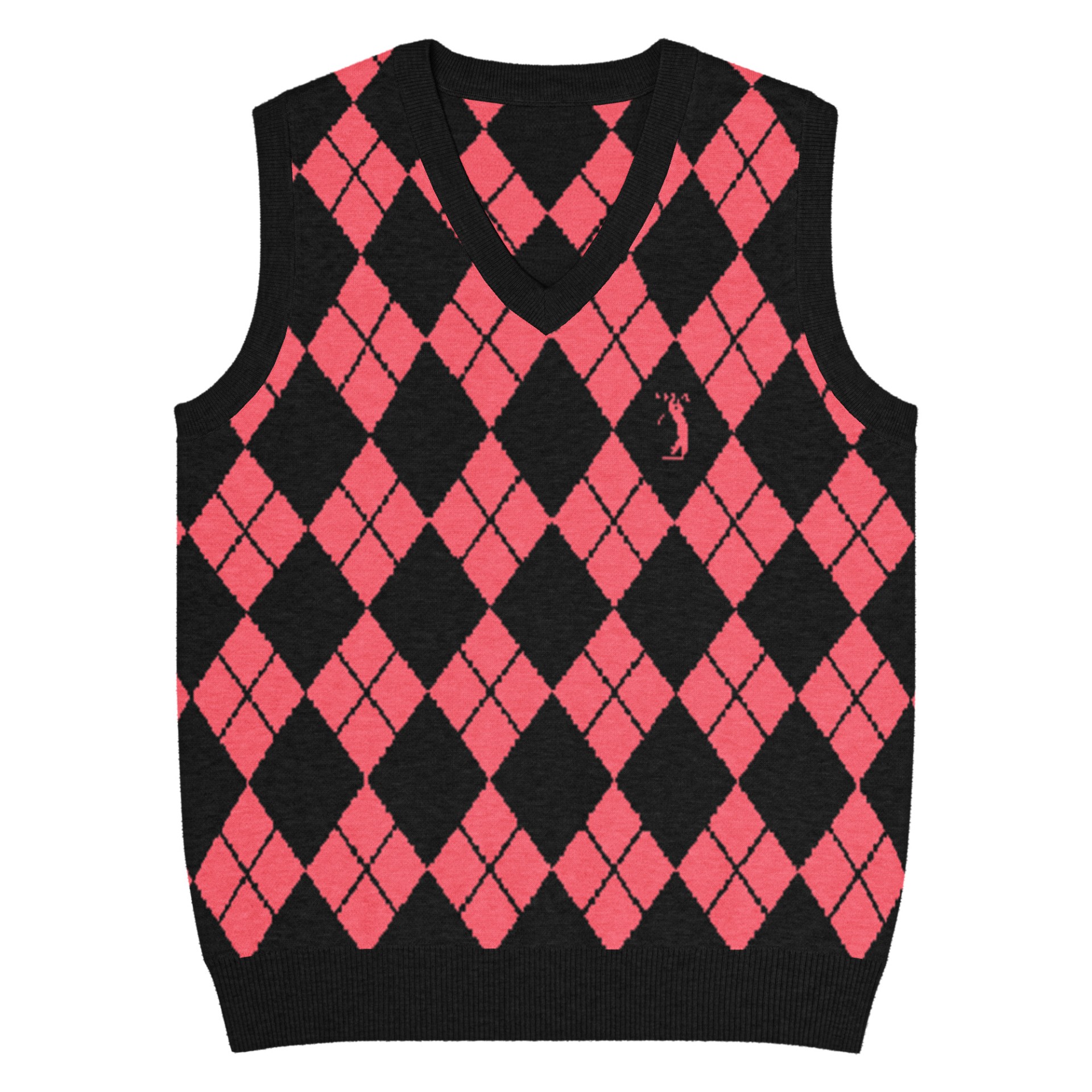 Pull tricot sans manches Street Golfer noir rose vif Vinseye-influensse