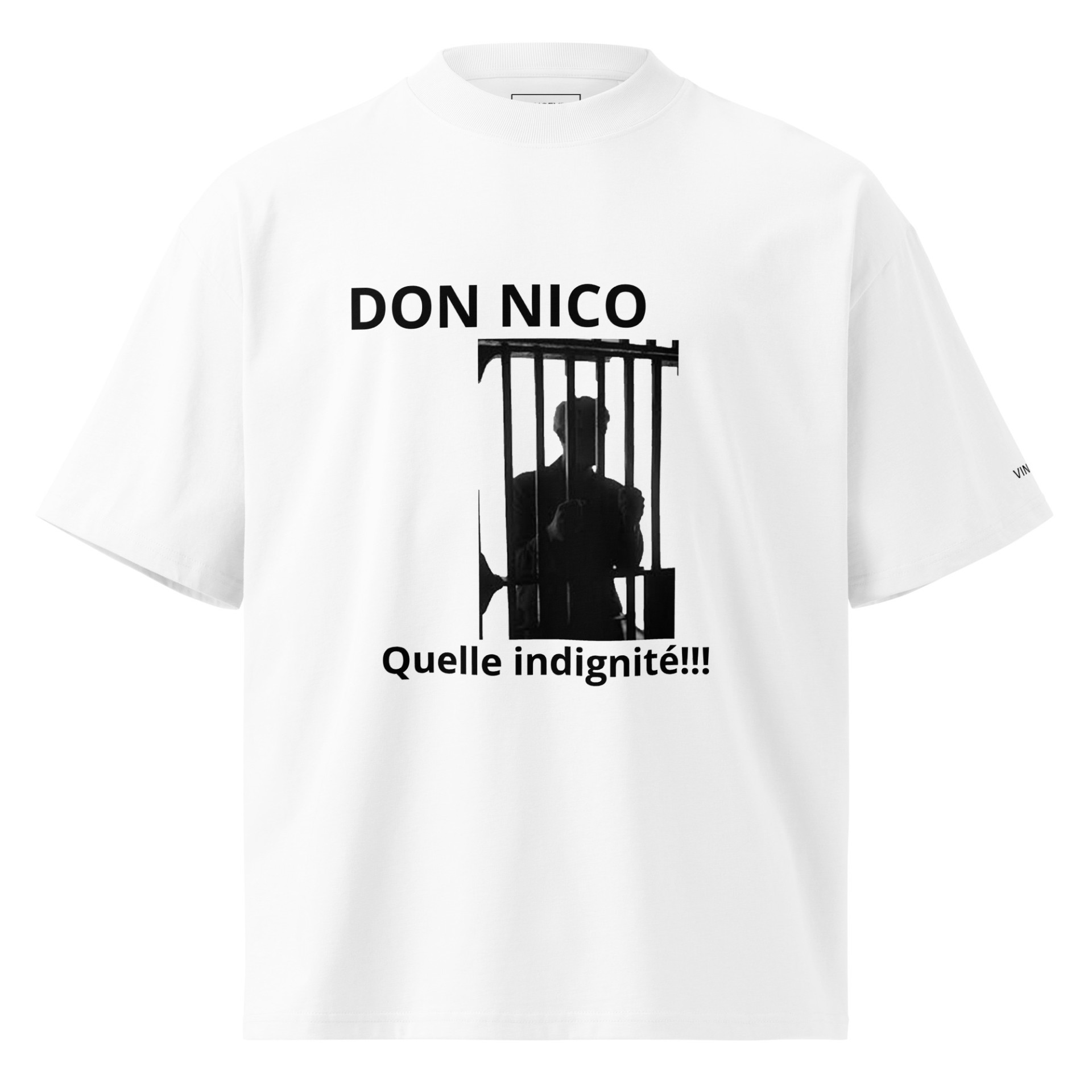 T-shirt col montant DON NICO Quelle indignité blanc Vinseye-influensse