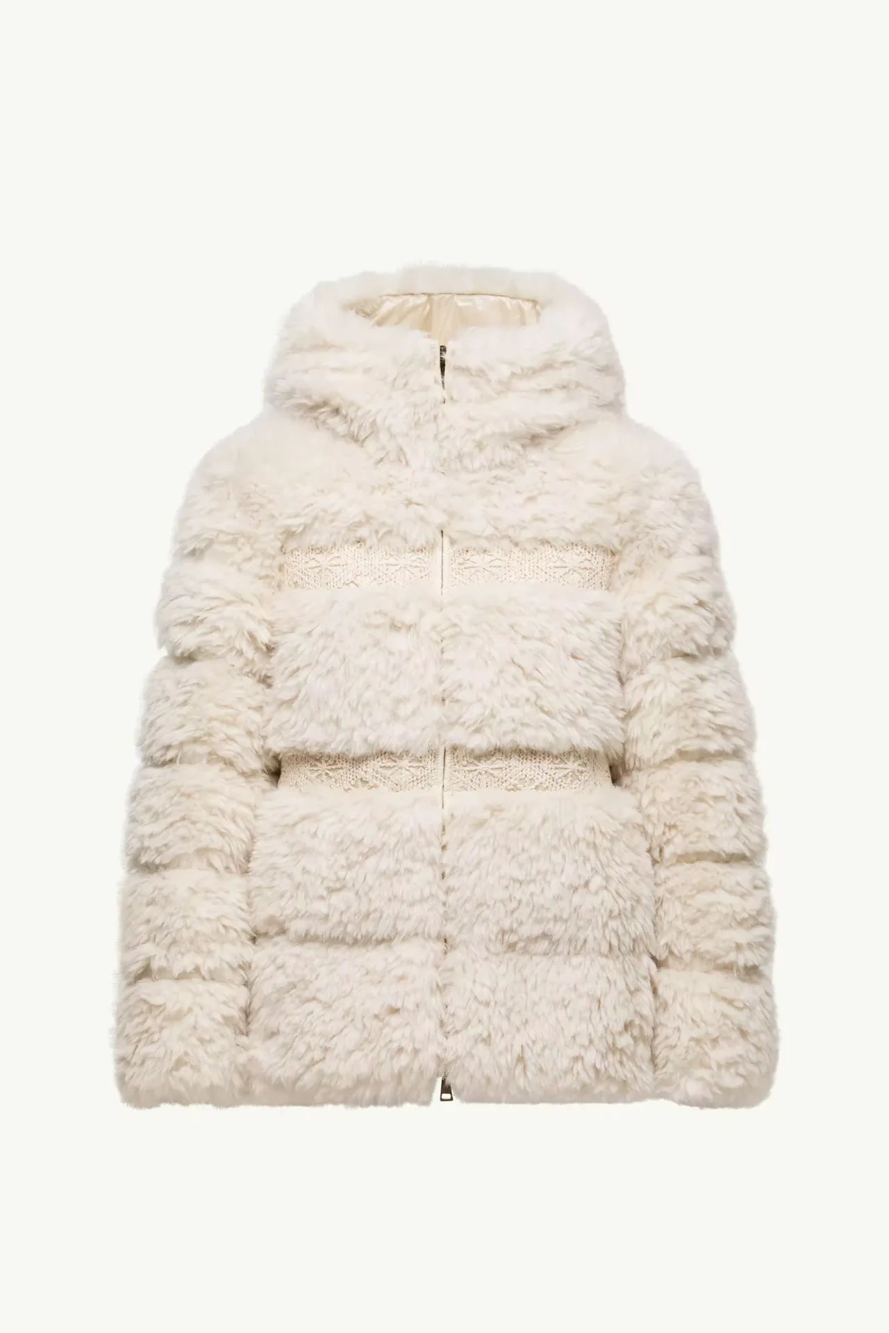 Doudoune courte capuche Verie Teddy blanc ivoire Moncler-influensse