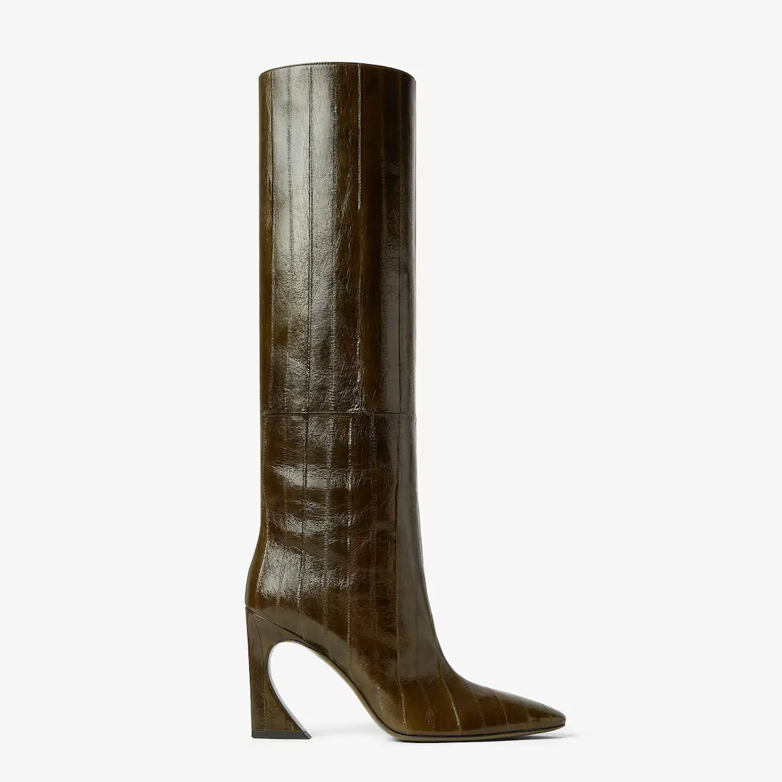 Bottes myxine cuir vert olive Fendi Arco-influensse