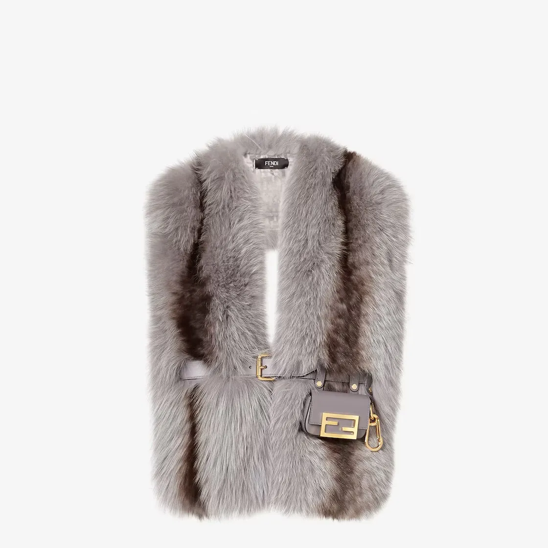 Grande étole fourrure gris Fendi -influensse