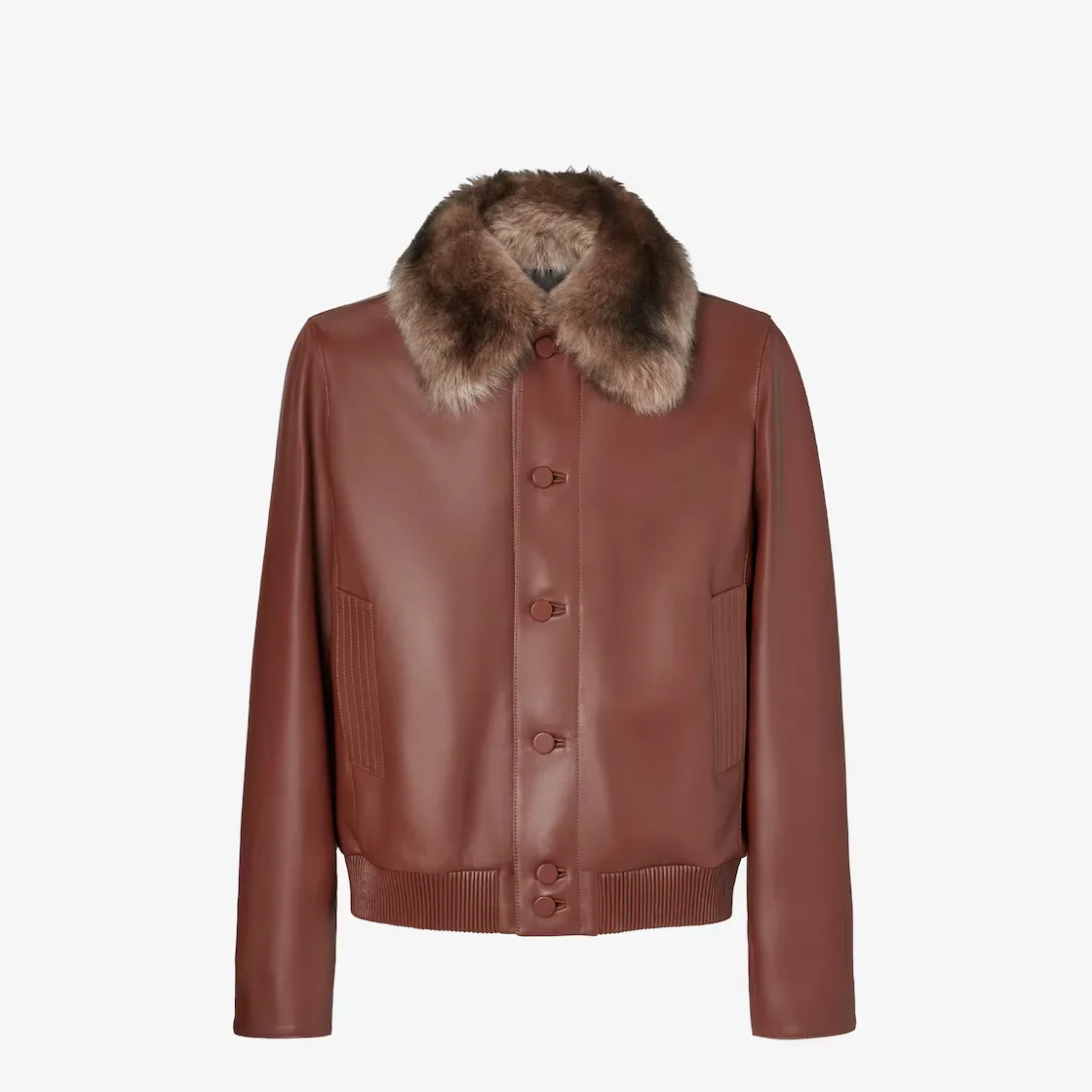 Blouson cuir nappa rouille Fendi-influensse