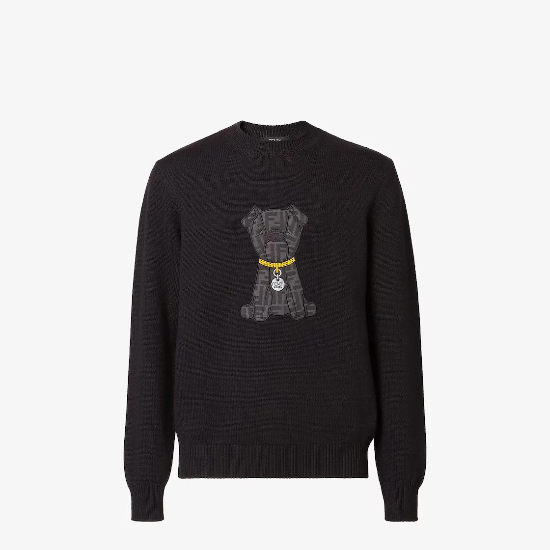 Pull col rond laine noir Fendi-influensse