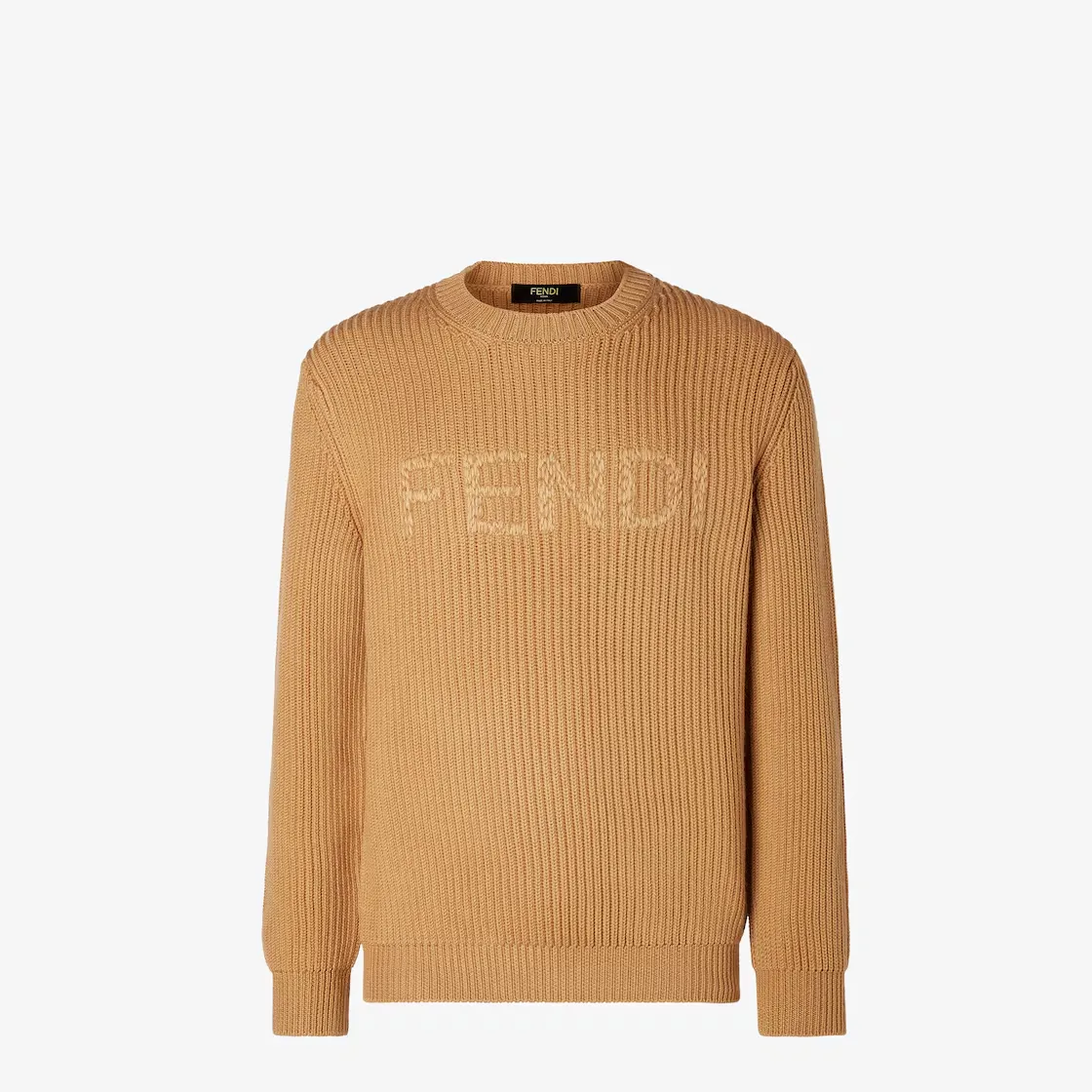 Pull col rond laine marron Fendi-influensse