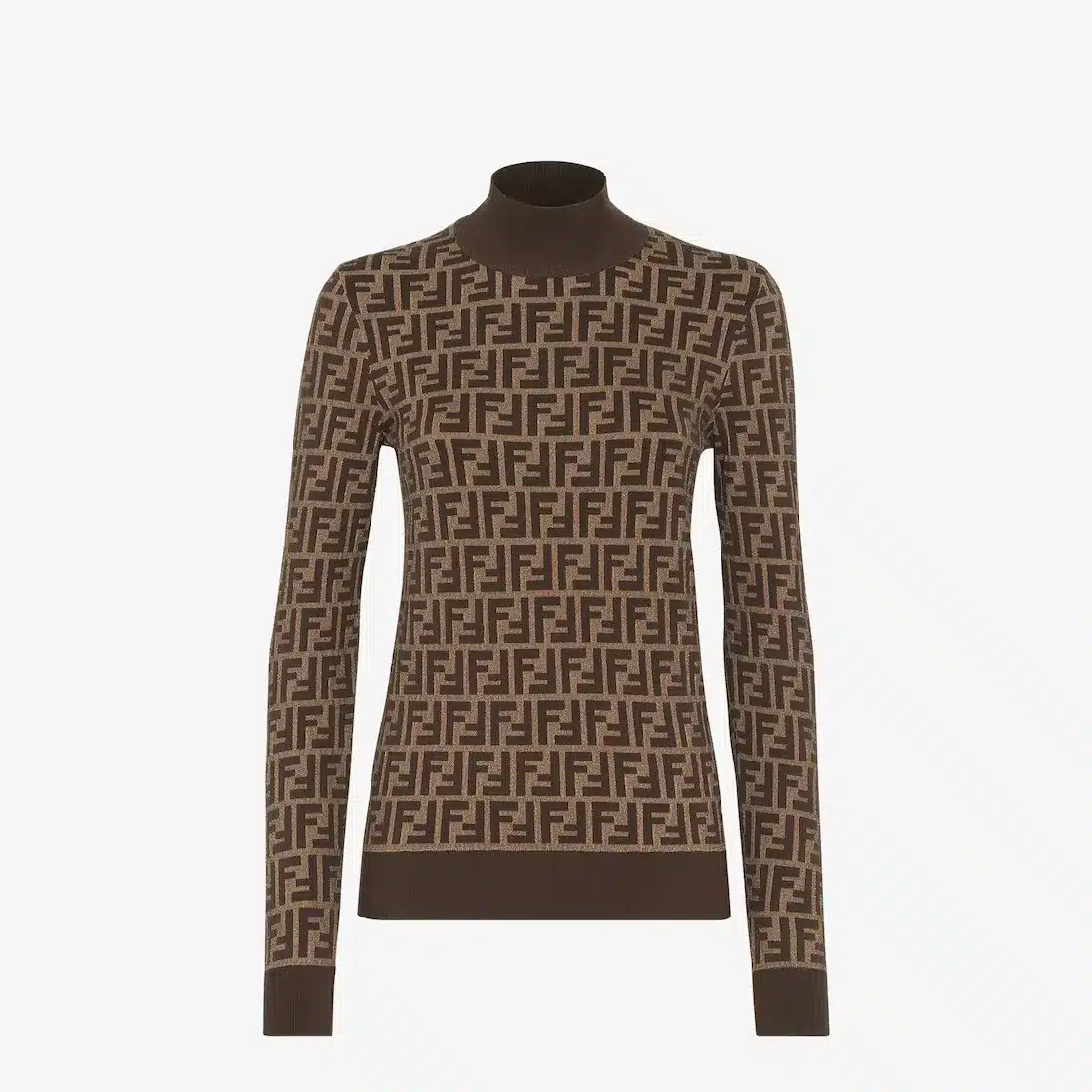 Pull col montant coton FF marron Fendi-influensse