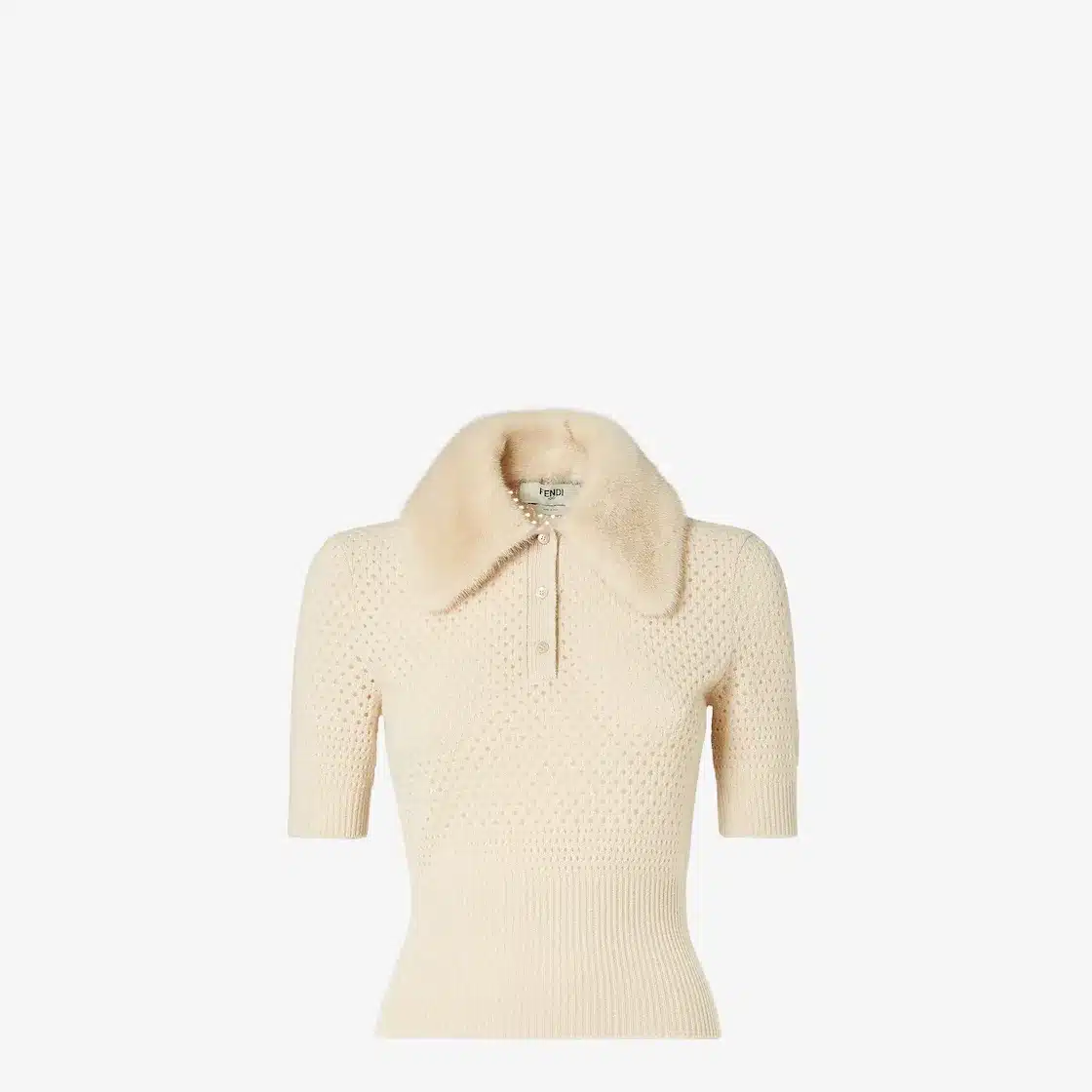 Polo corsage laine cachemire beige Fendi-influensse