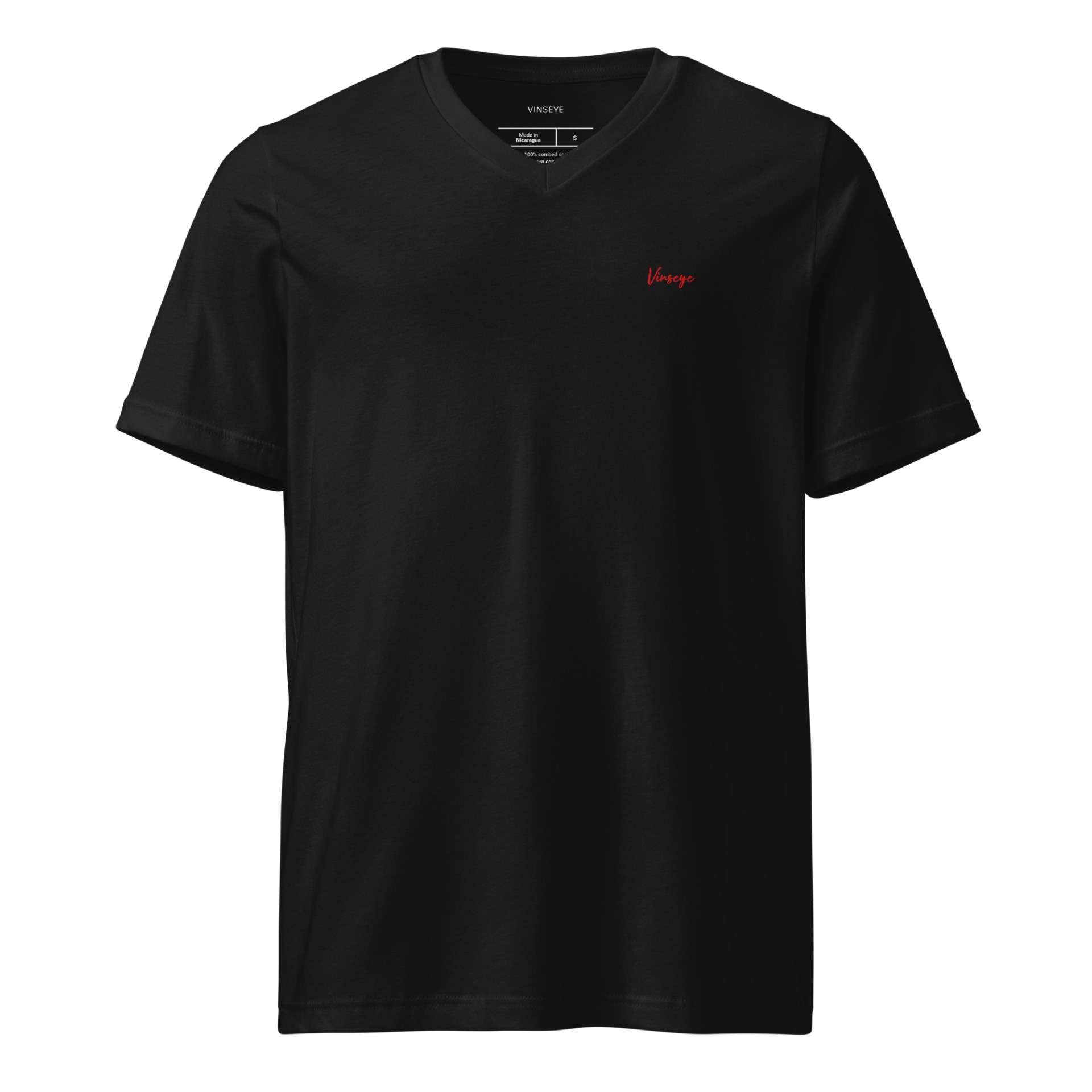 T-shirt Col V Signature noir Vinseye-influensse