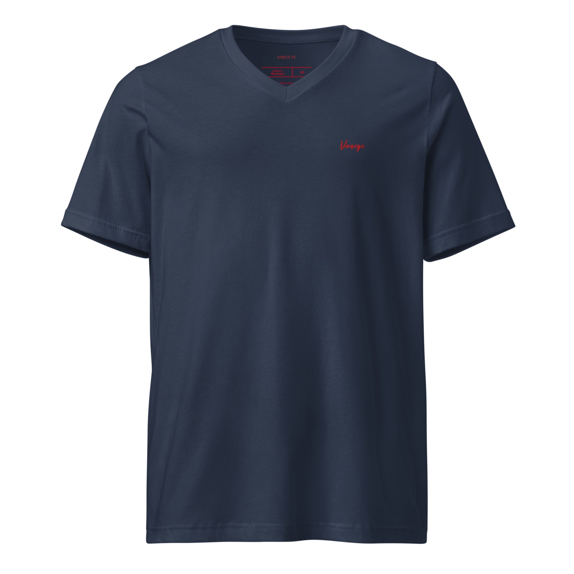 T-shirt Col V Signature bleu marine Vinseye-influensse