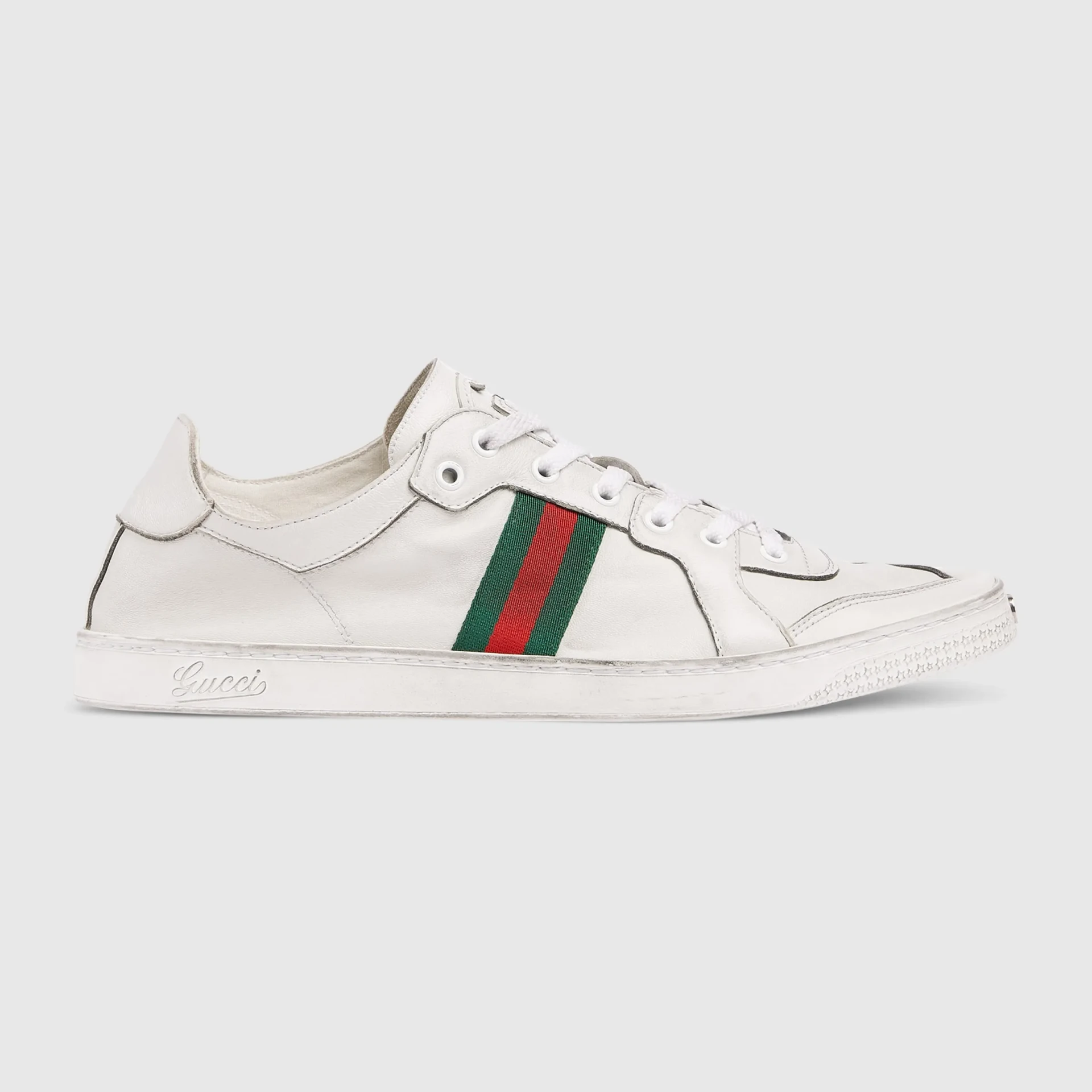 Baskets basses Homme Stretch cuir blanc Gucci-influensse