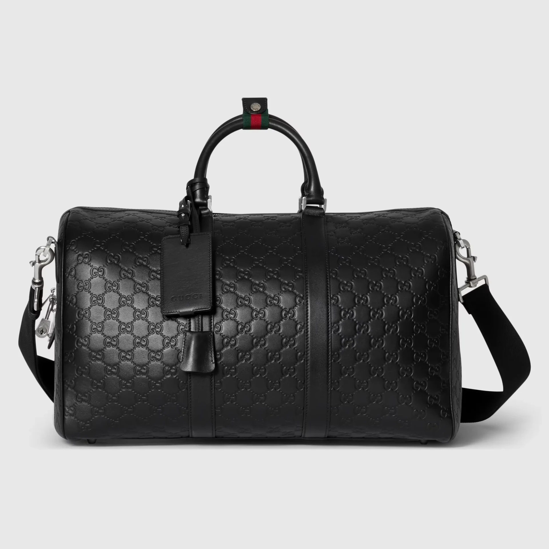 Sac de voyage Emblem moyen GG cuir noir Gucci-influensse