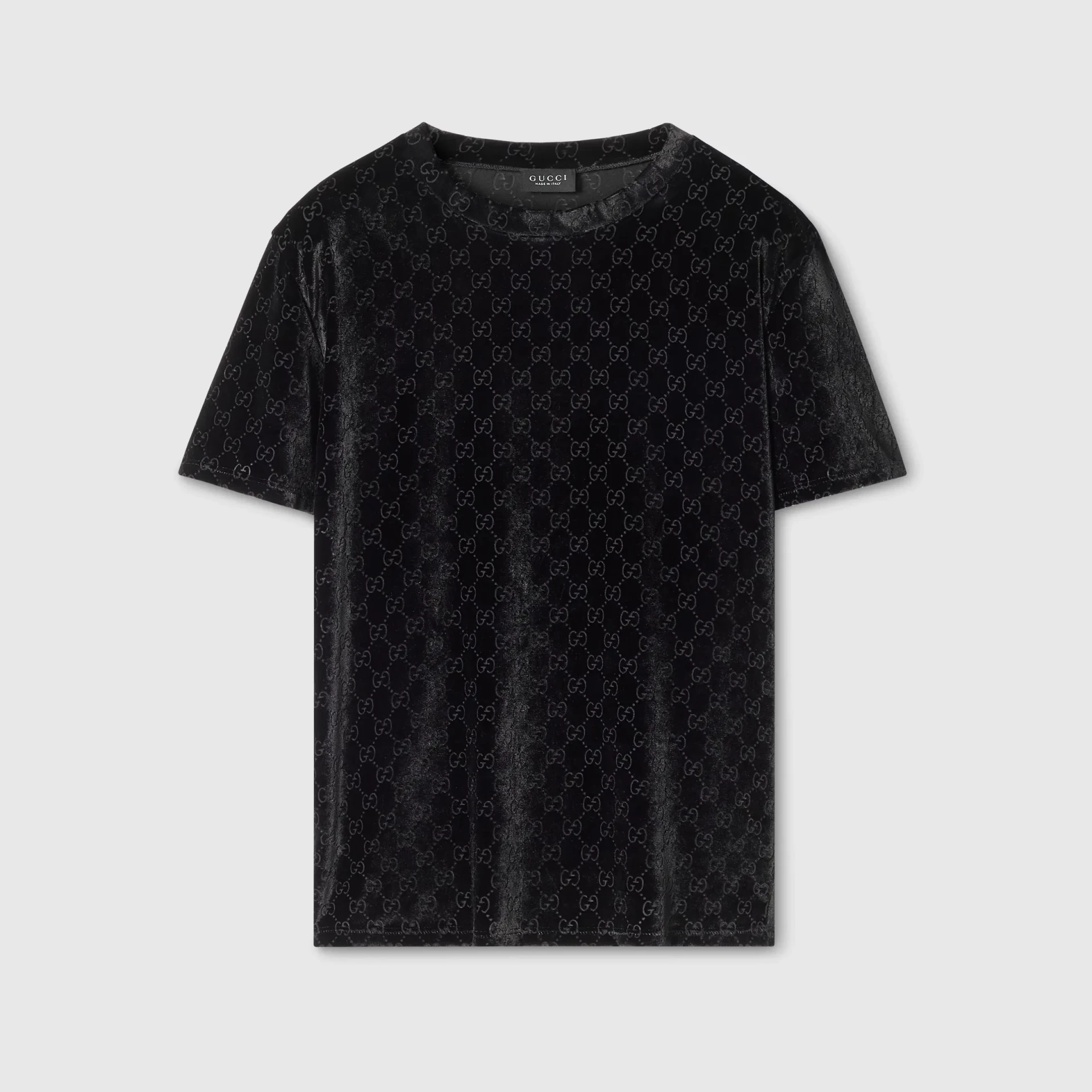T-shirt GG effet dévoré velours stretch noir Gucci-influensse