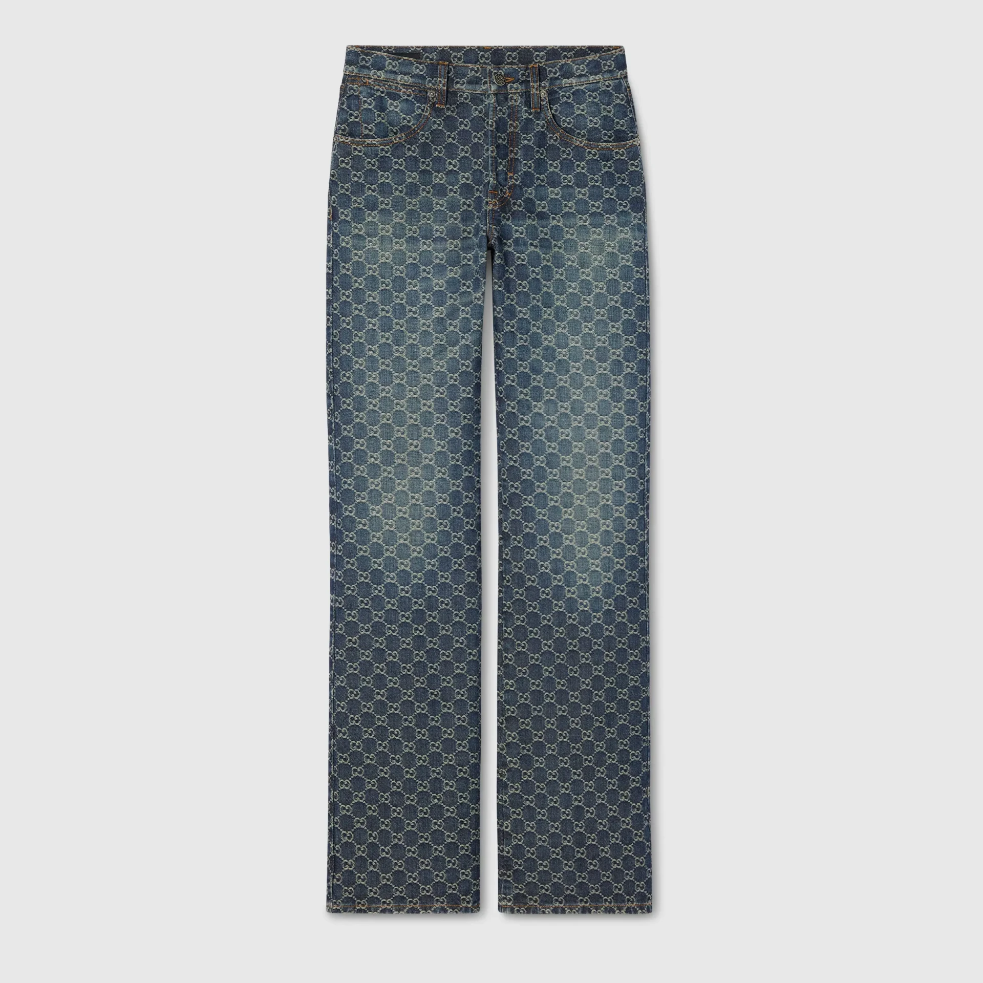 Pantalon denim jacquard GG coton bleu Gucci-influensse