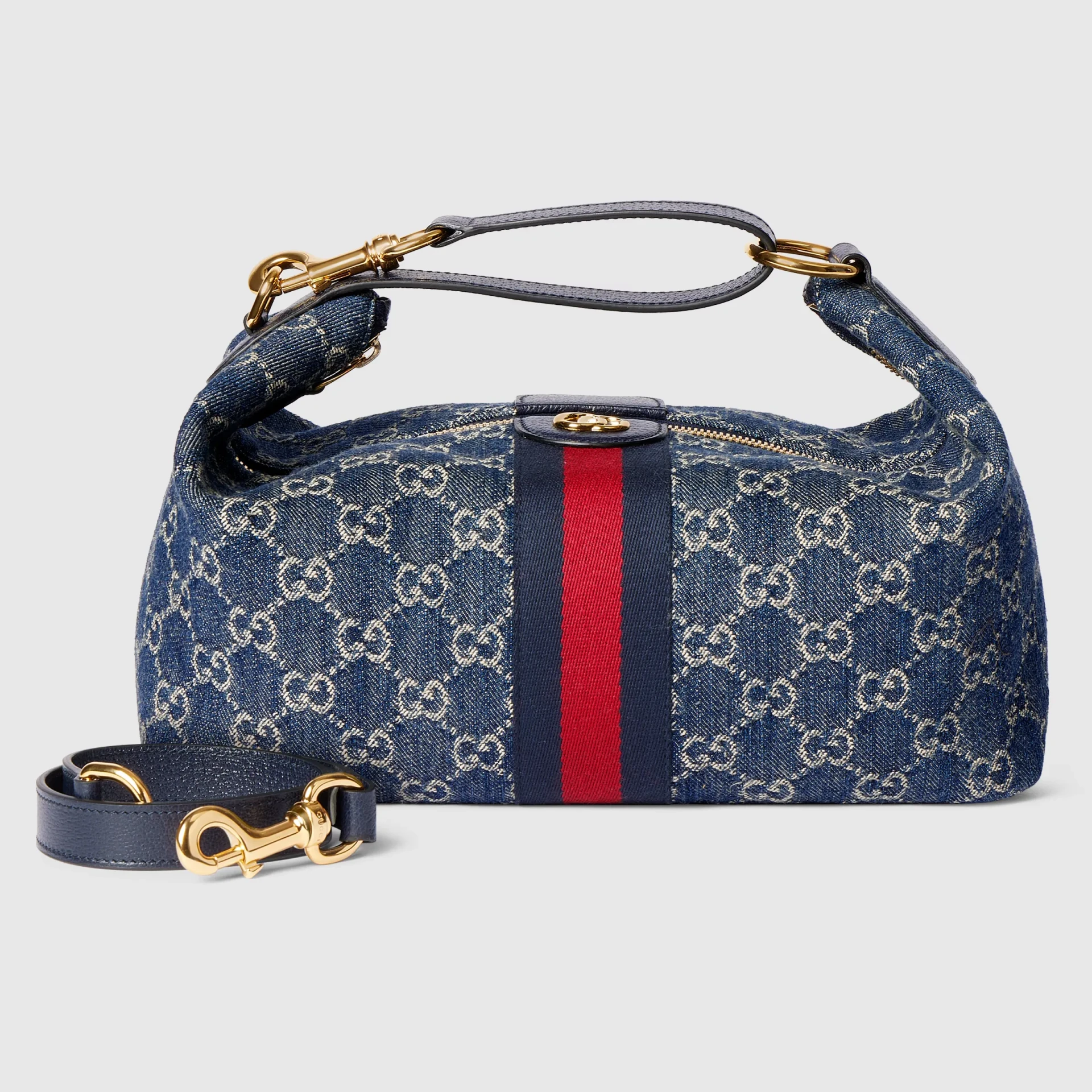 Sac à main Vanity moyen denim GG bleu blanc Gucci-influensse