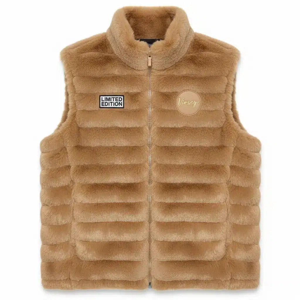 Gilet fourrure poils courts Limited Edition beige Vinseye-influensse